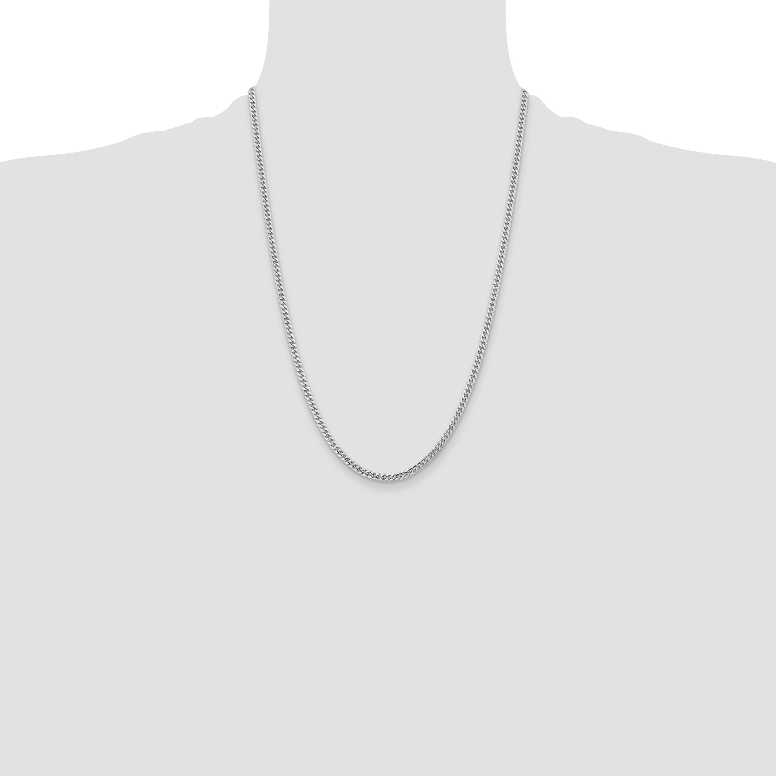 14k White Gold 3.5mm Solid Miami Cuban Chain