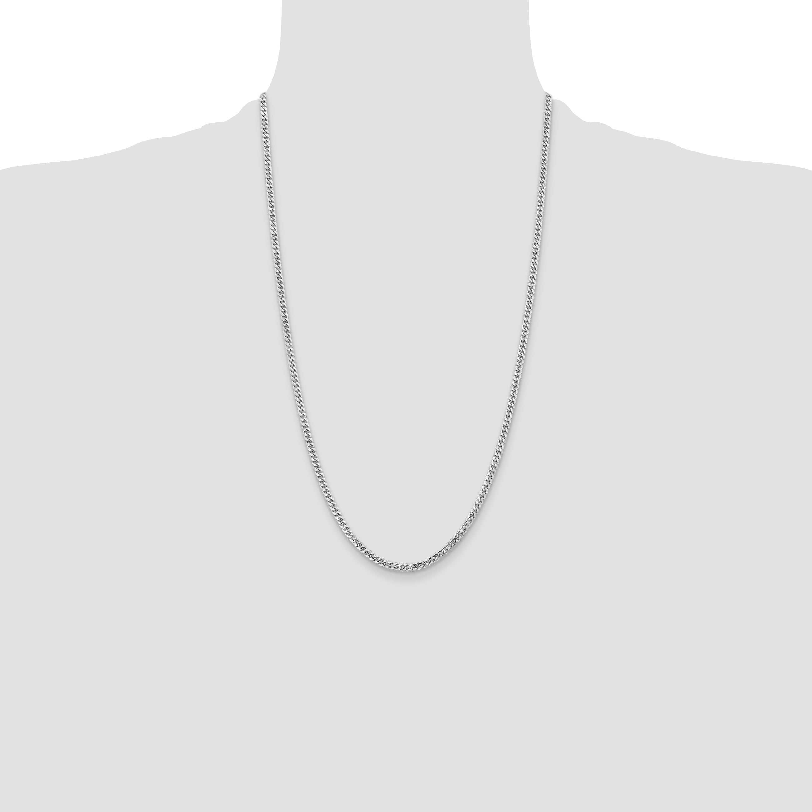 14k White Gold 3.5mm Solid Miami Cuban Chain