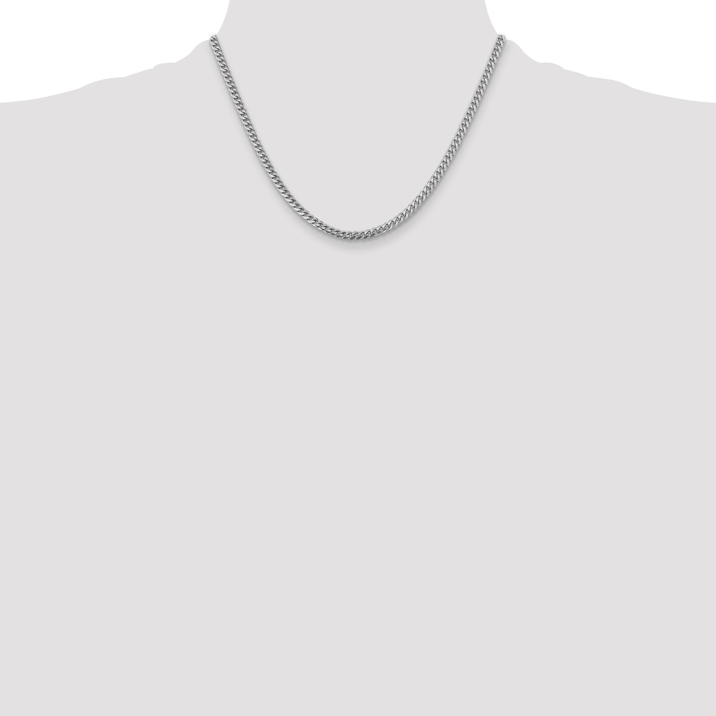 14k White Gold 4.25mm Solid Miami Cuban Chain