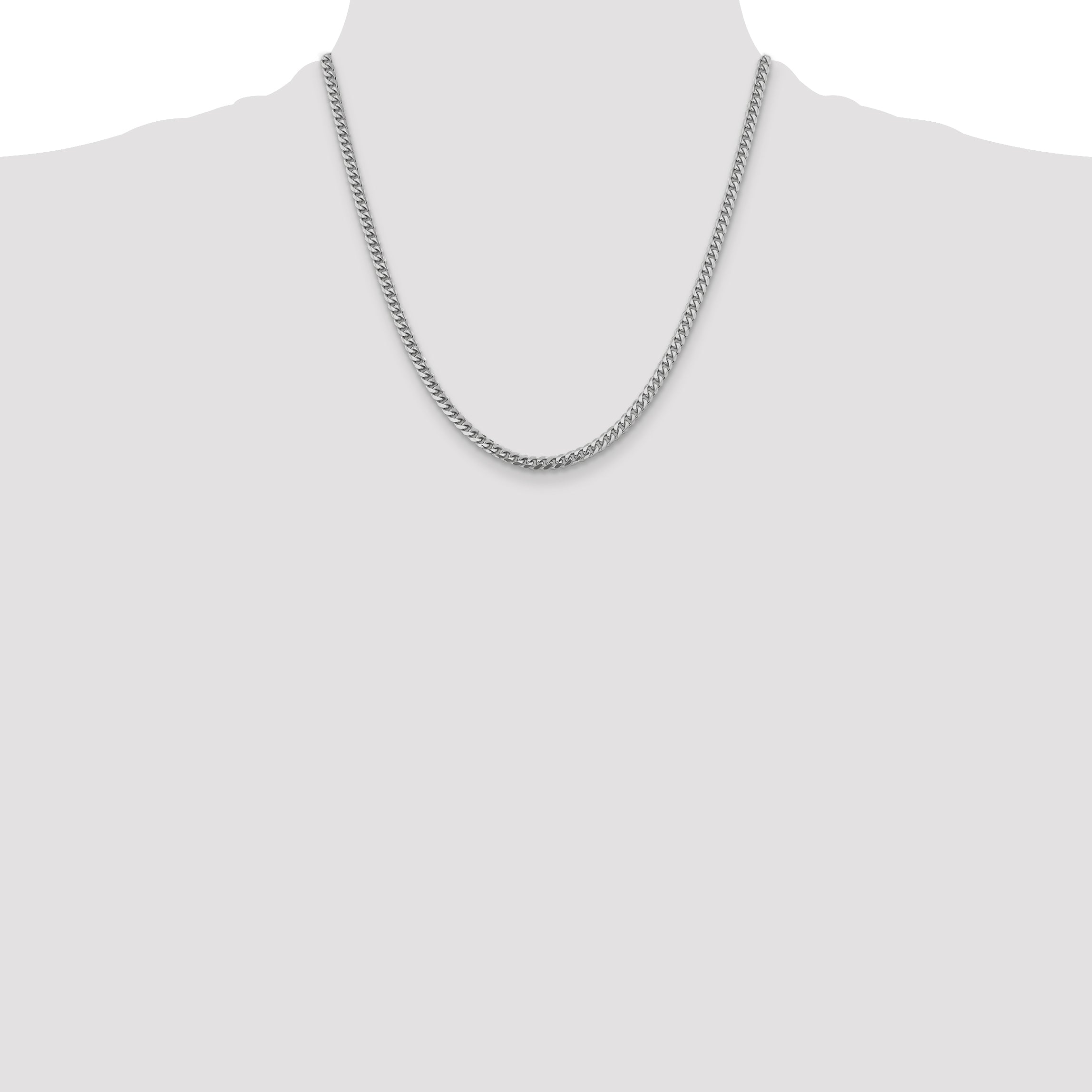 14k White Gold 4.25mm Solid Miami Cuban Chain