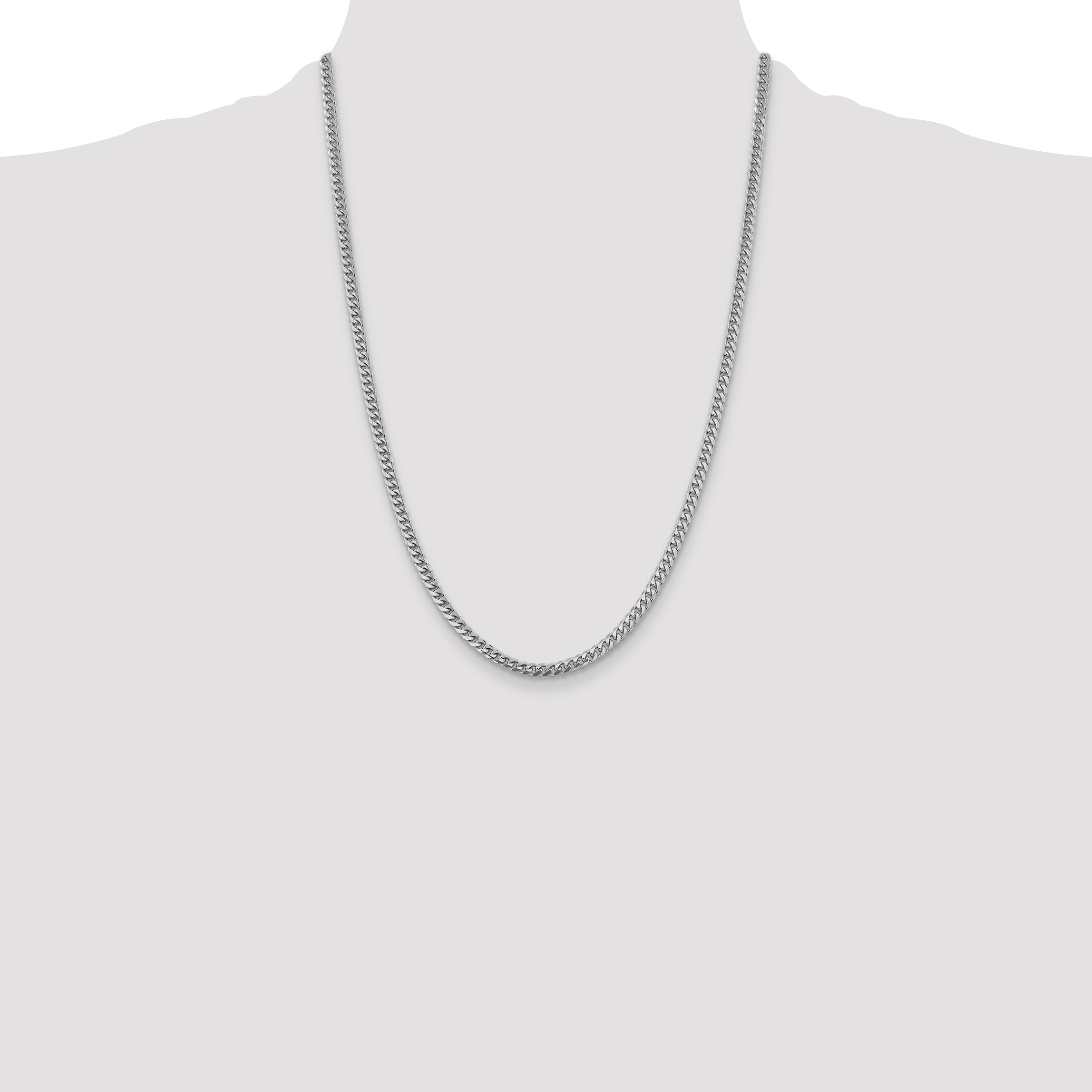 14k White Gold 4.25mm Solid Miami Cuban Chain