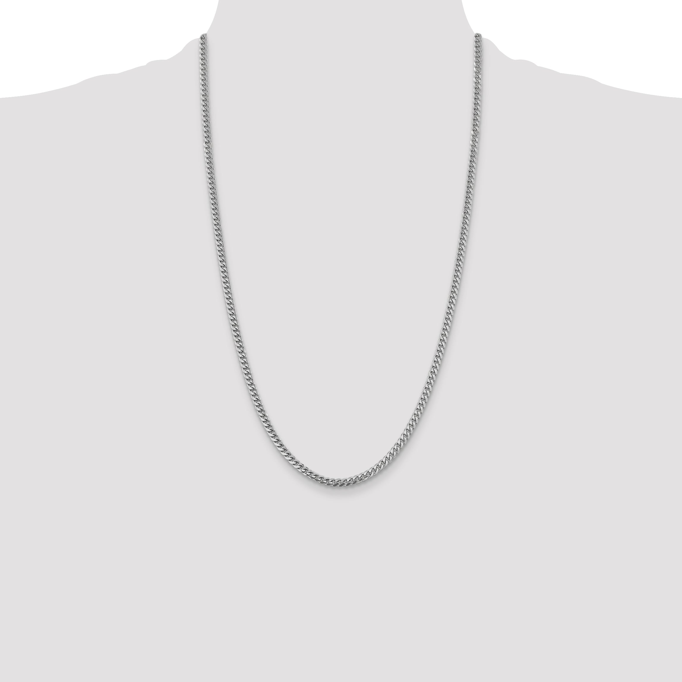 14k White Gold 4.25mm Solid Miami Cuban Chain