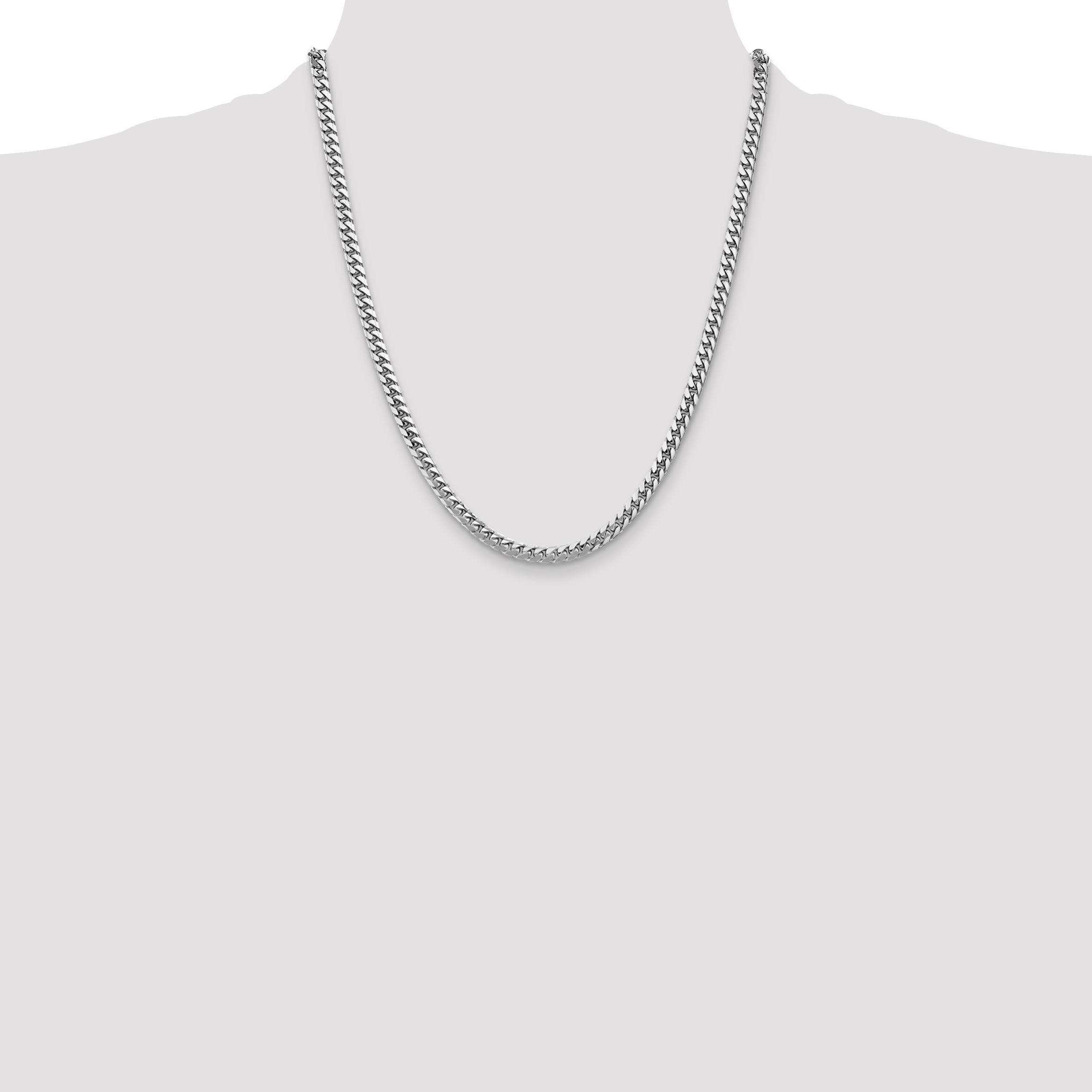 14k White Gold 4.3mm Solid Miami Cuban Chain