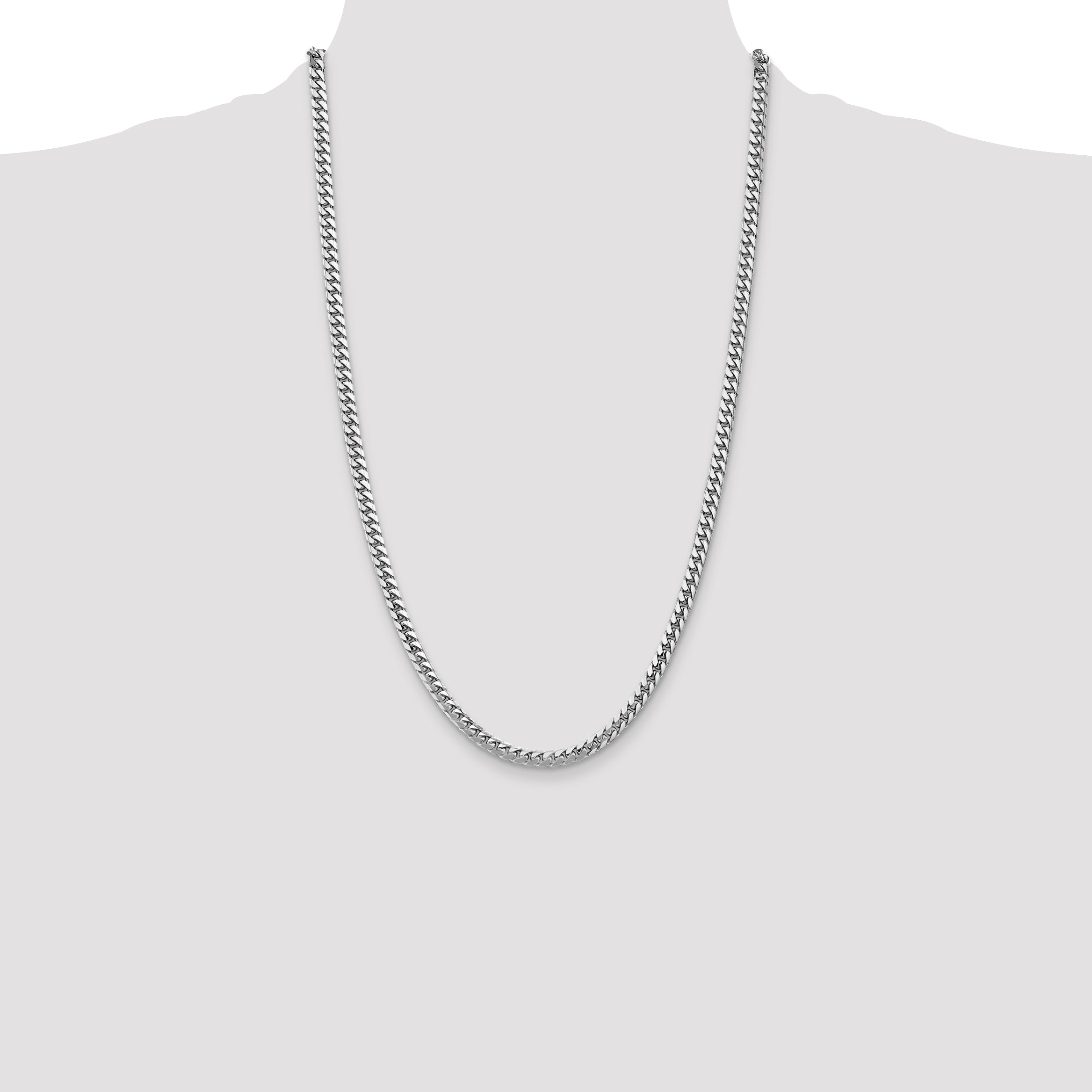14k White Gold 4.3mm Solid Miami Cuban Chain