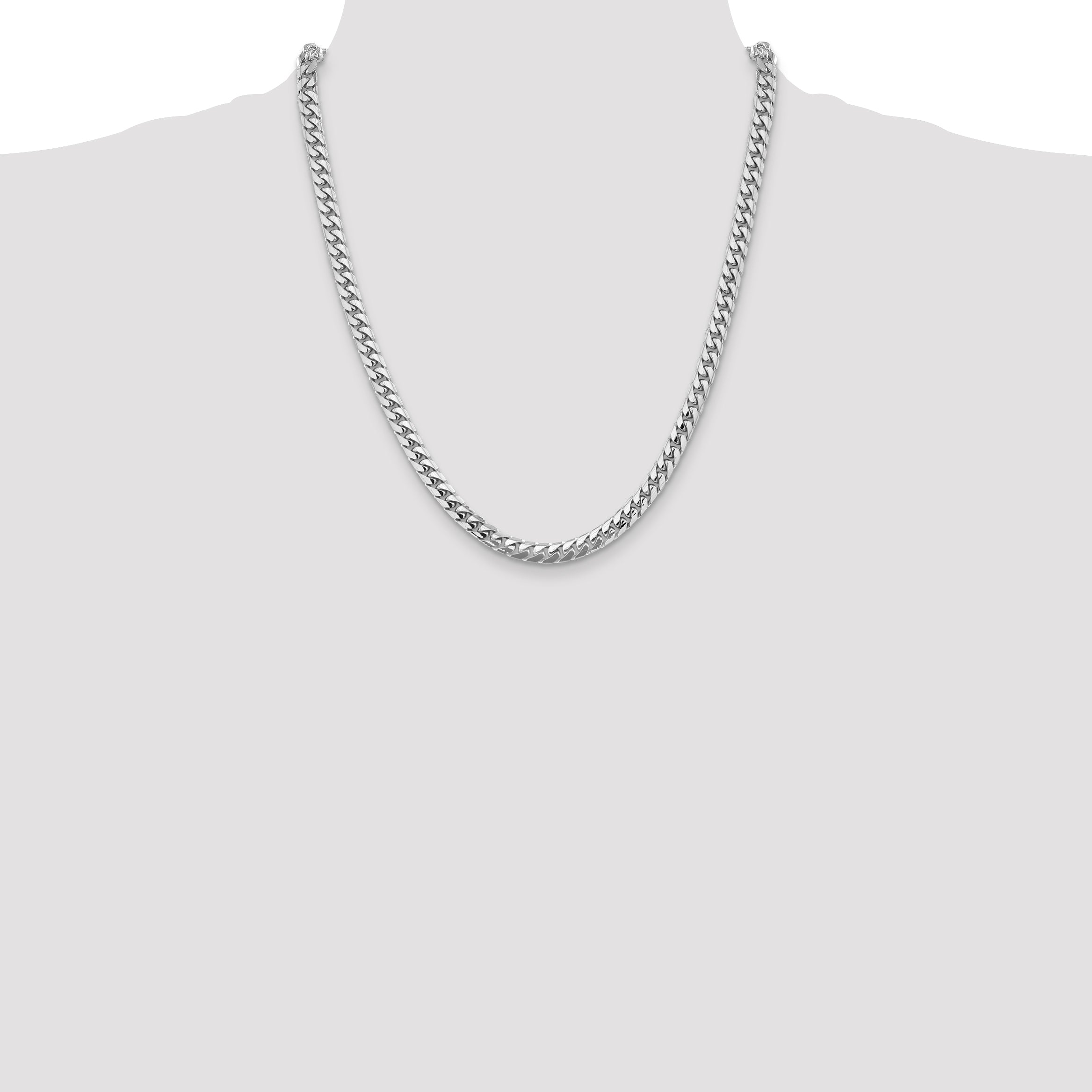14k White Gold 5.5mm Solid Miami Cuban Chain