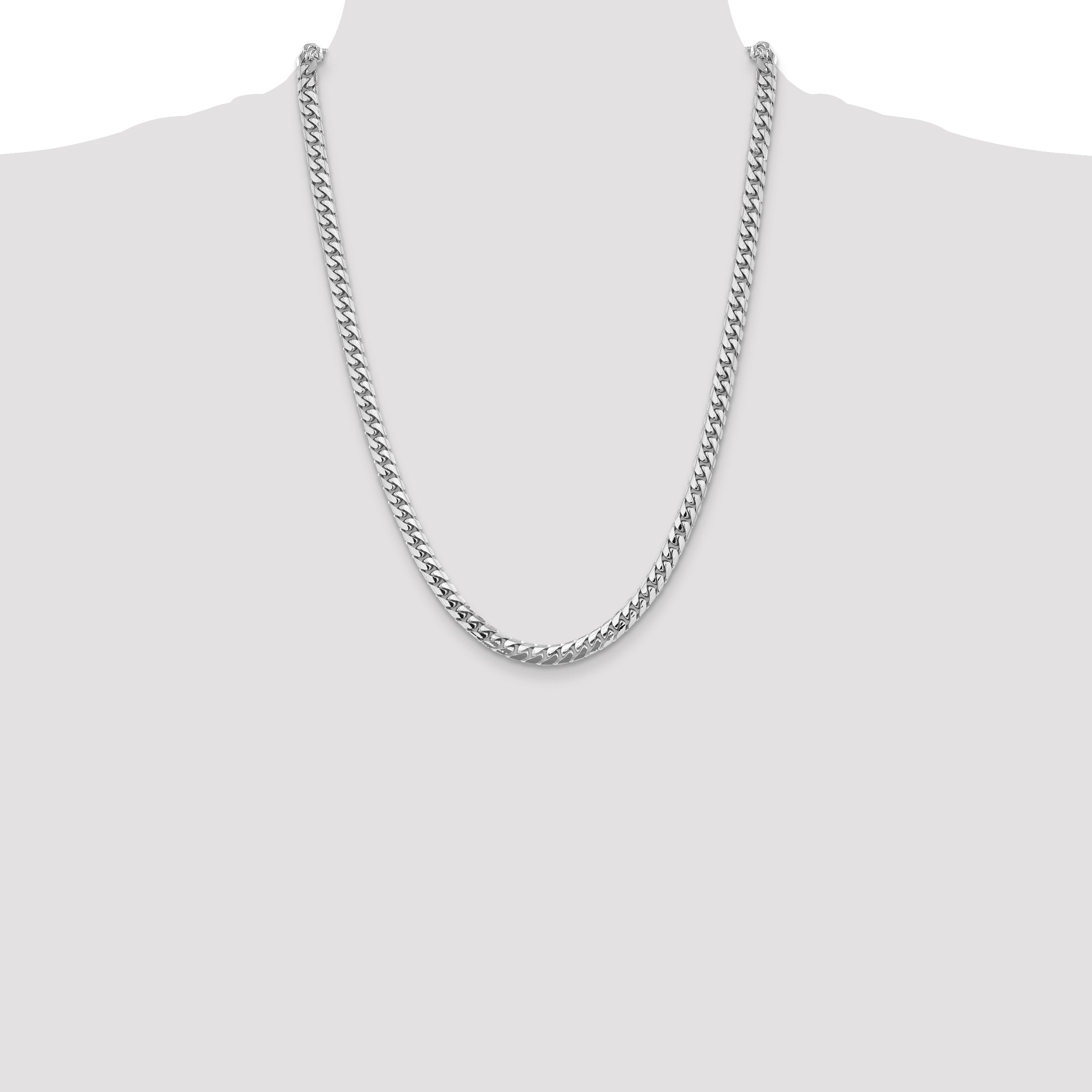 14k White Gold 5.5mm Solid Miami Cuban Chain