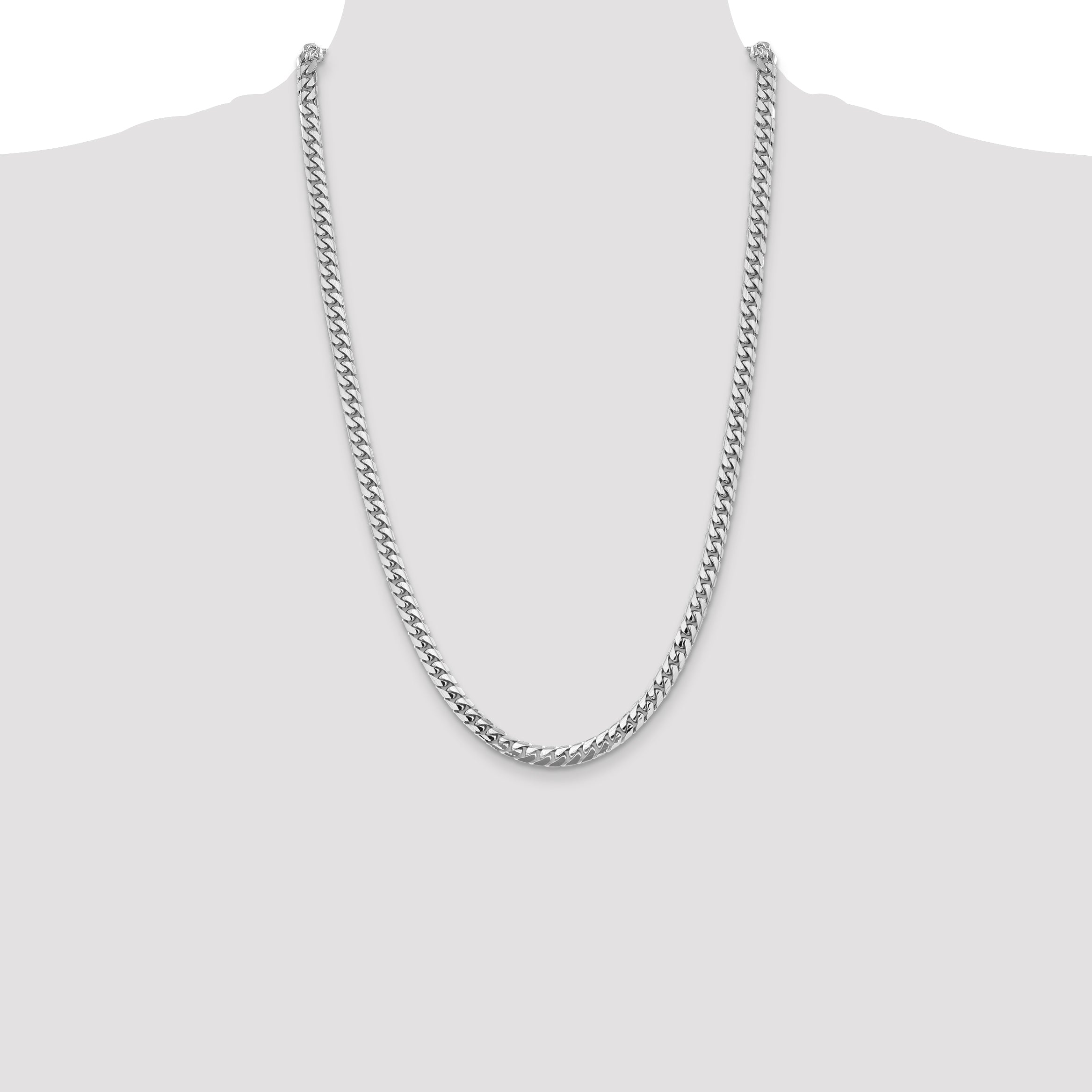 14k White Gold 5.5mm Solid Miami Cuban Chain