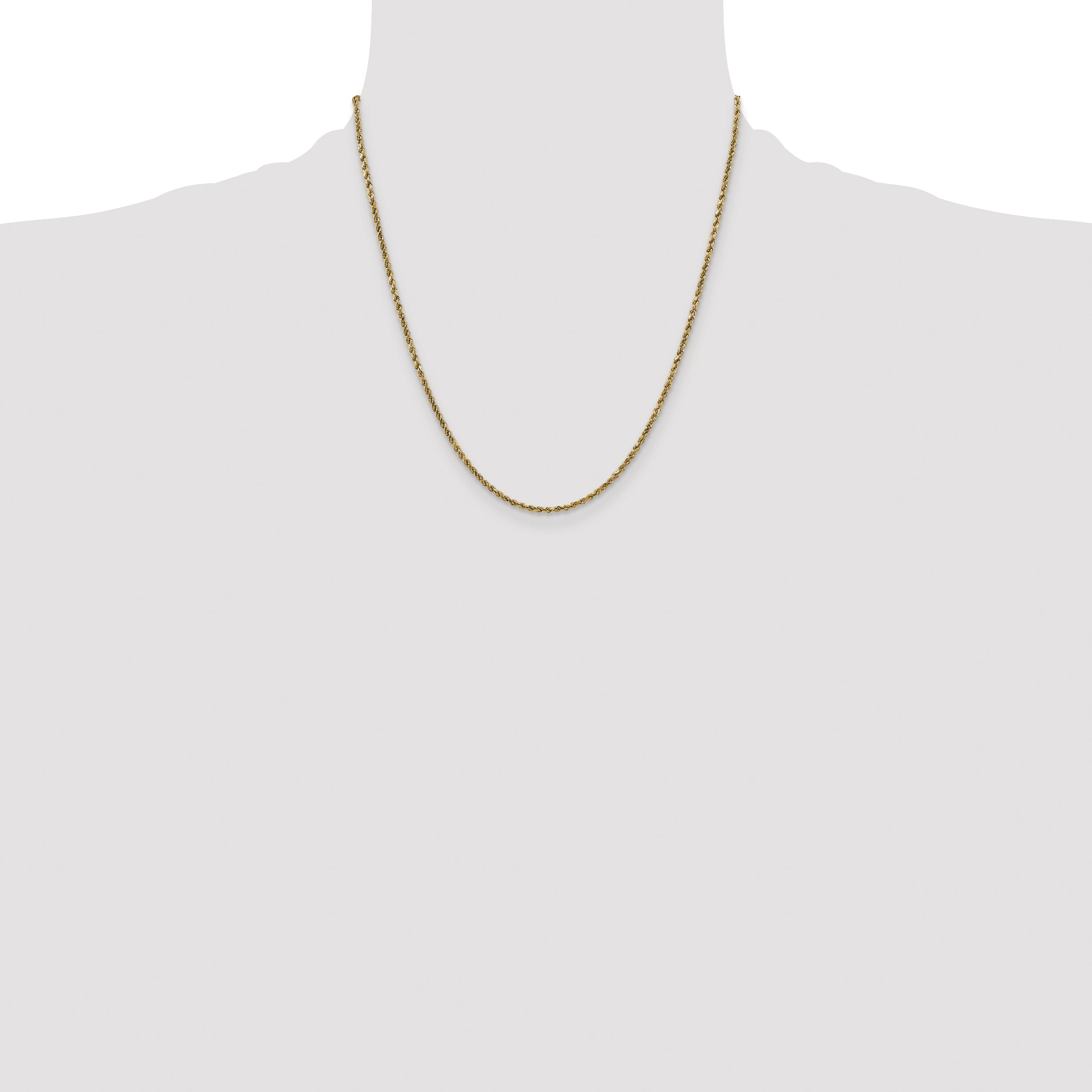 14k 2.25mm Semi-solid D/C Rope Chain