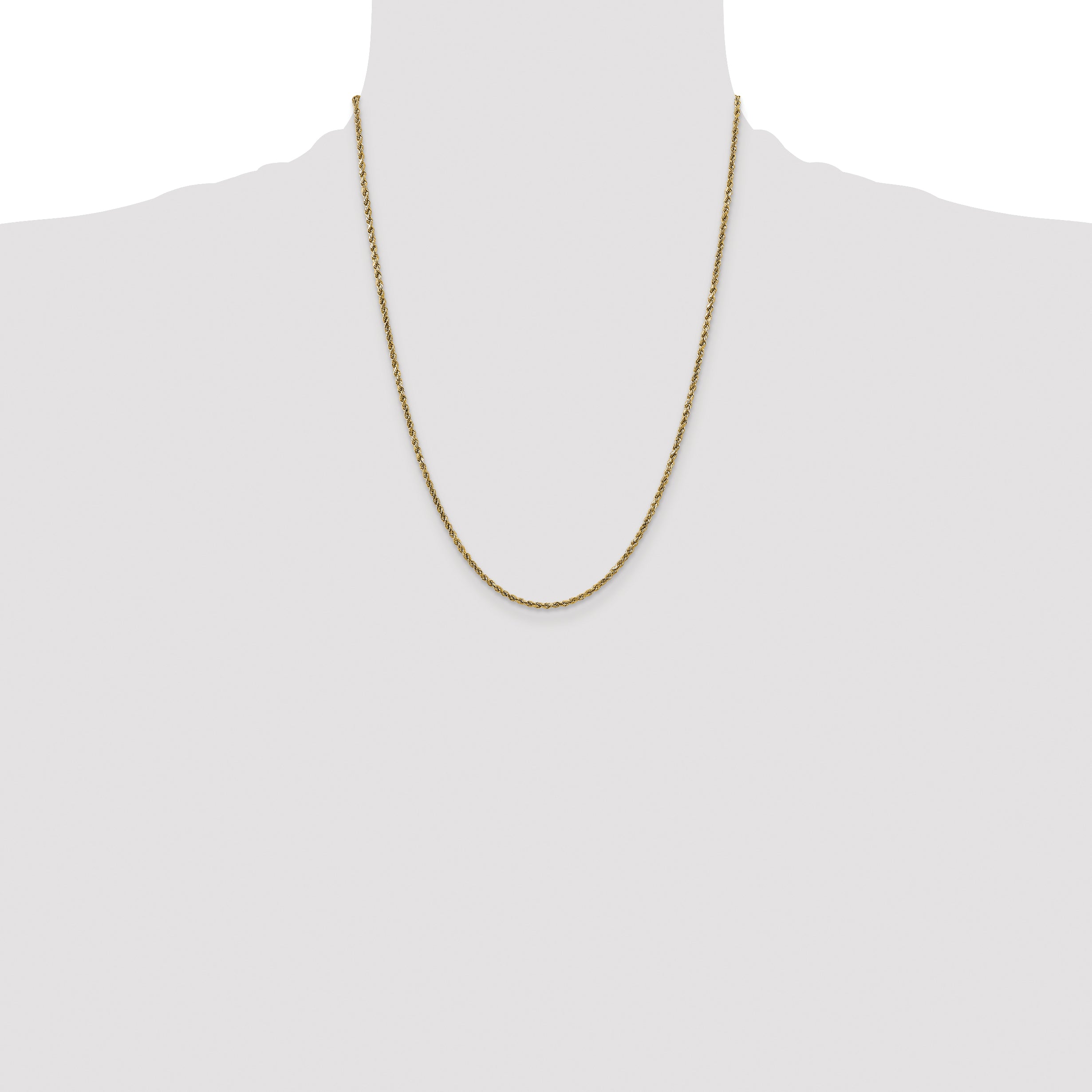 14k 2.25mm Semi-solid D/C Rope Chain