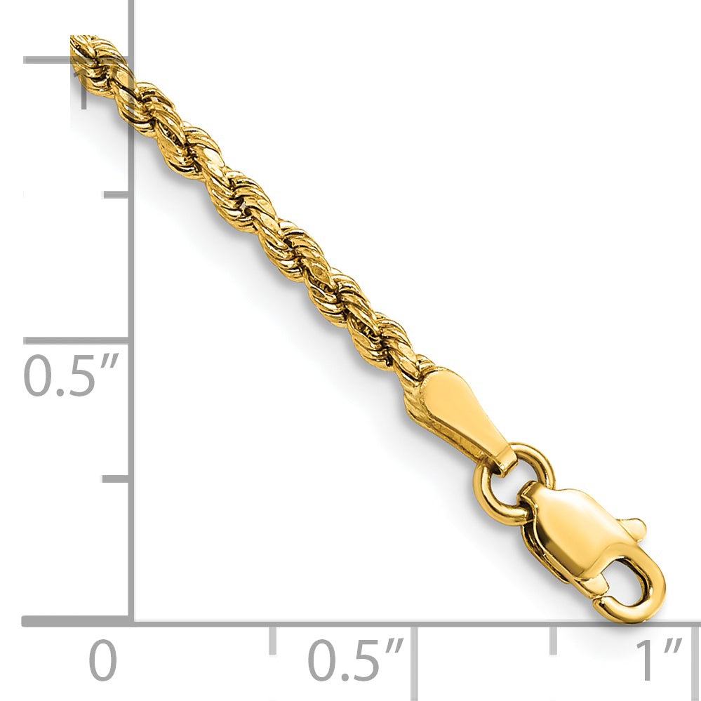 14k 2.25mm Semi-solid D/C Rope Chain