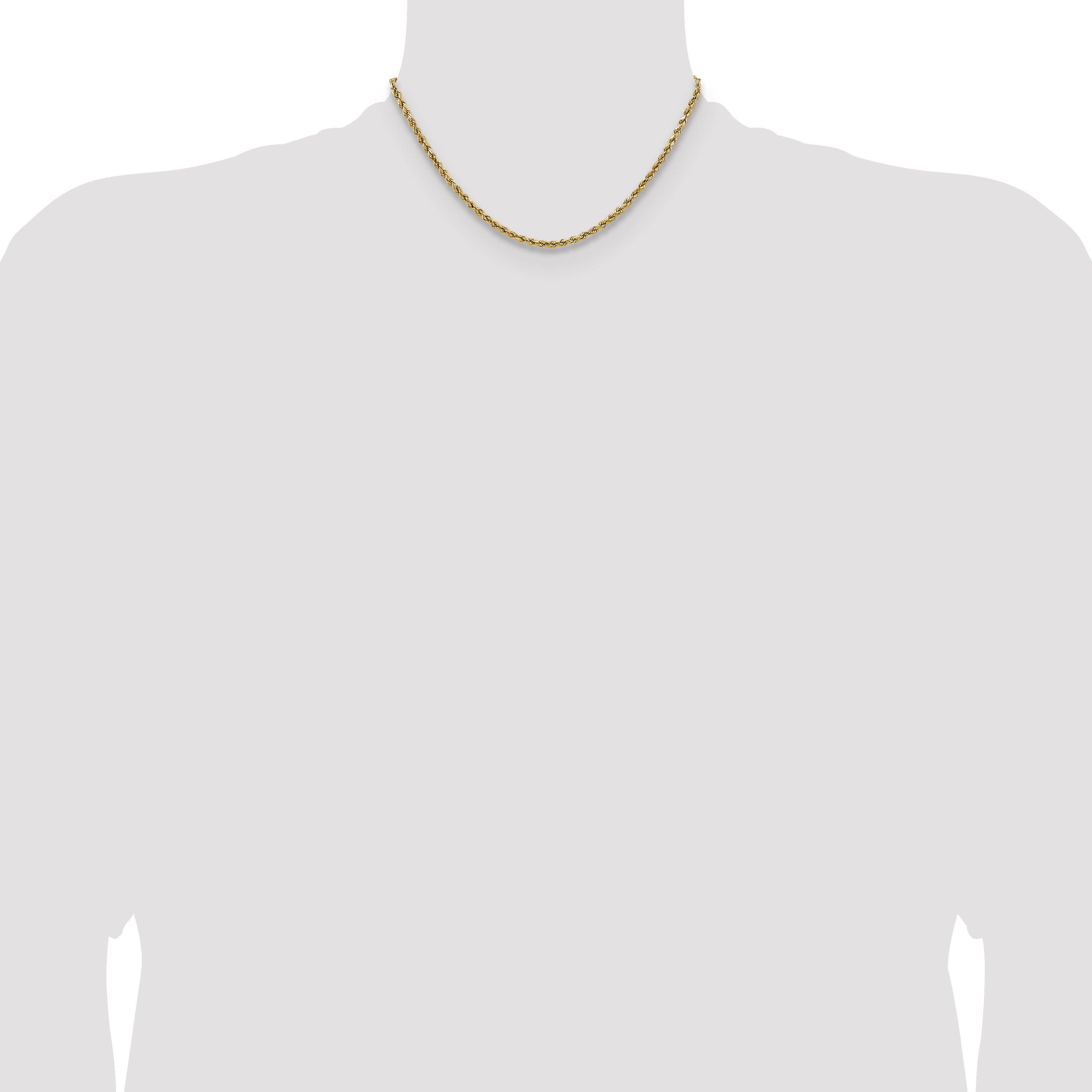 14k 2.5mm Semi-solid D/C Rope Chain