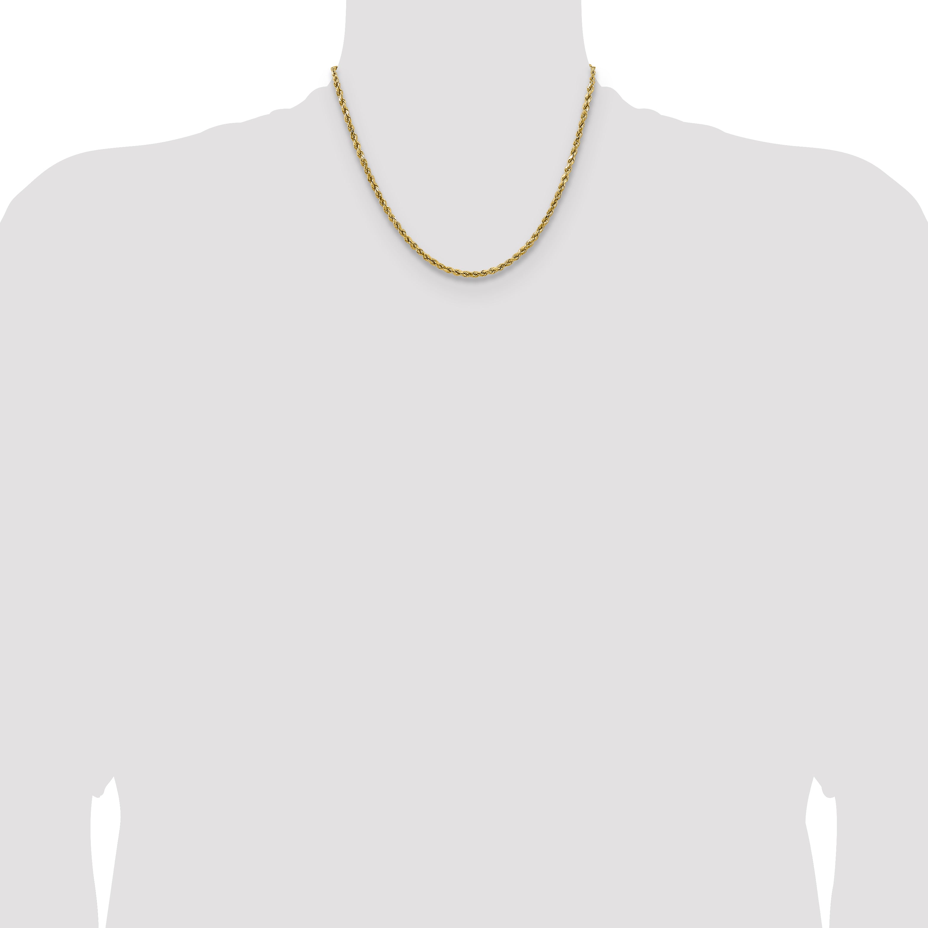 14k 2.5mm Semi-solid D/C Rope Chain