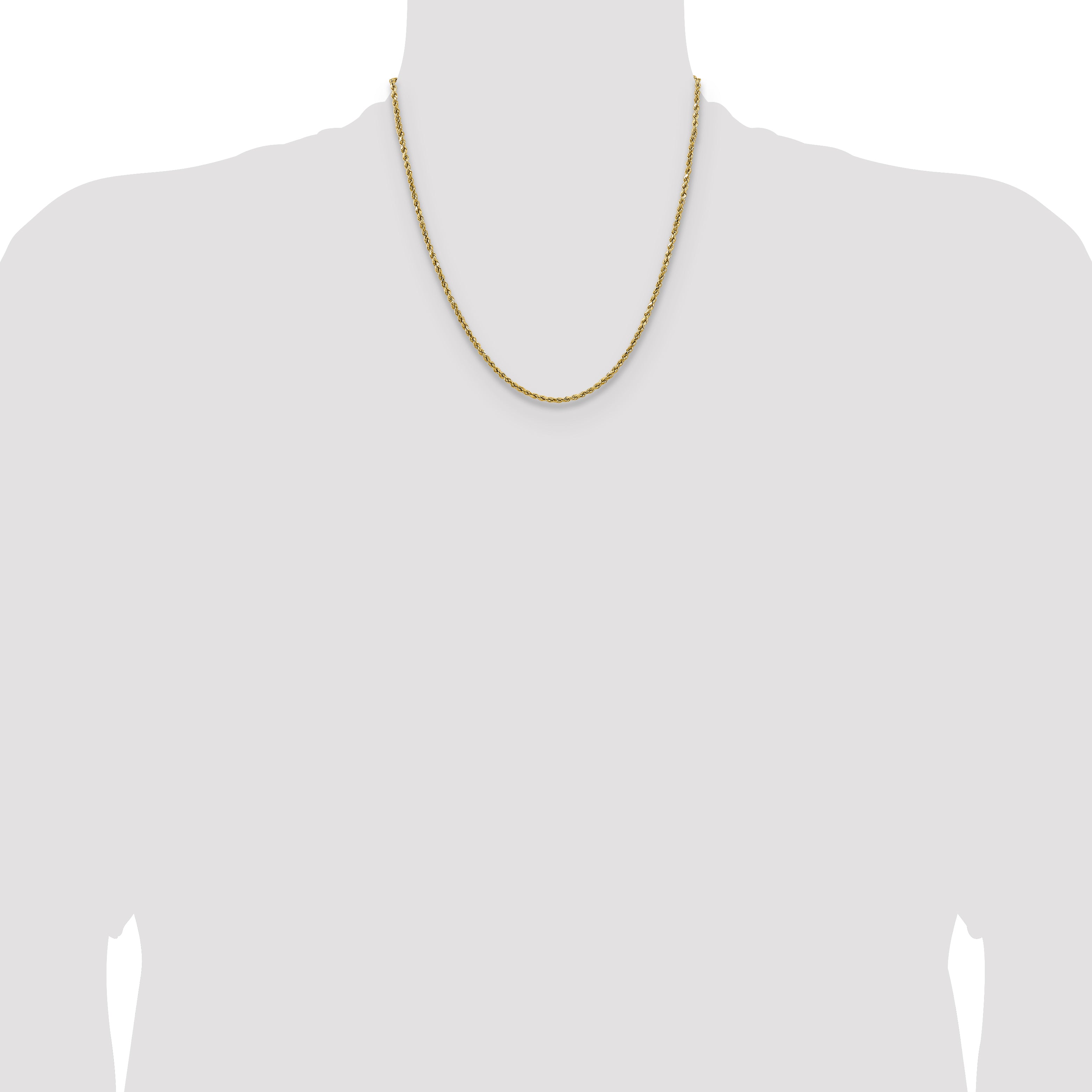 14k 2.5mm Semi-solid D/C Rope Chain