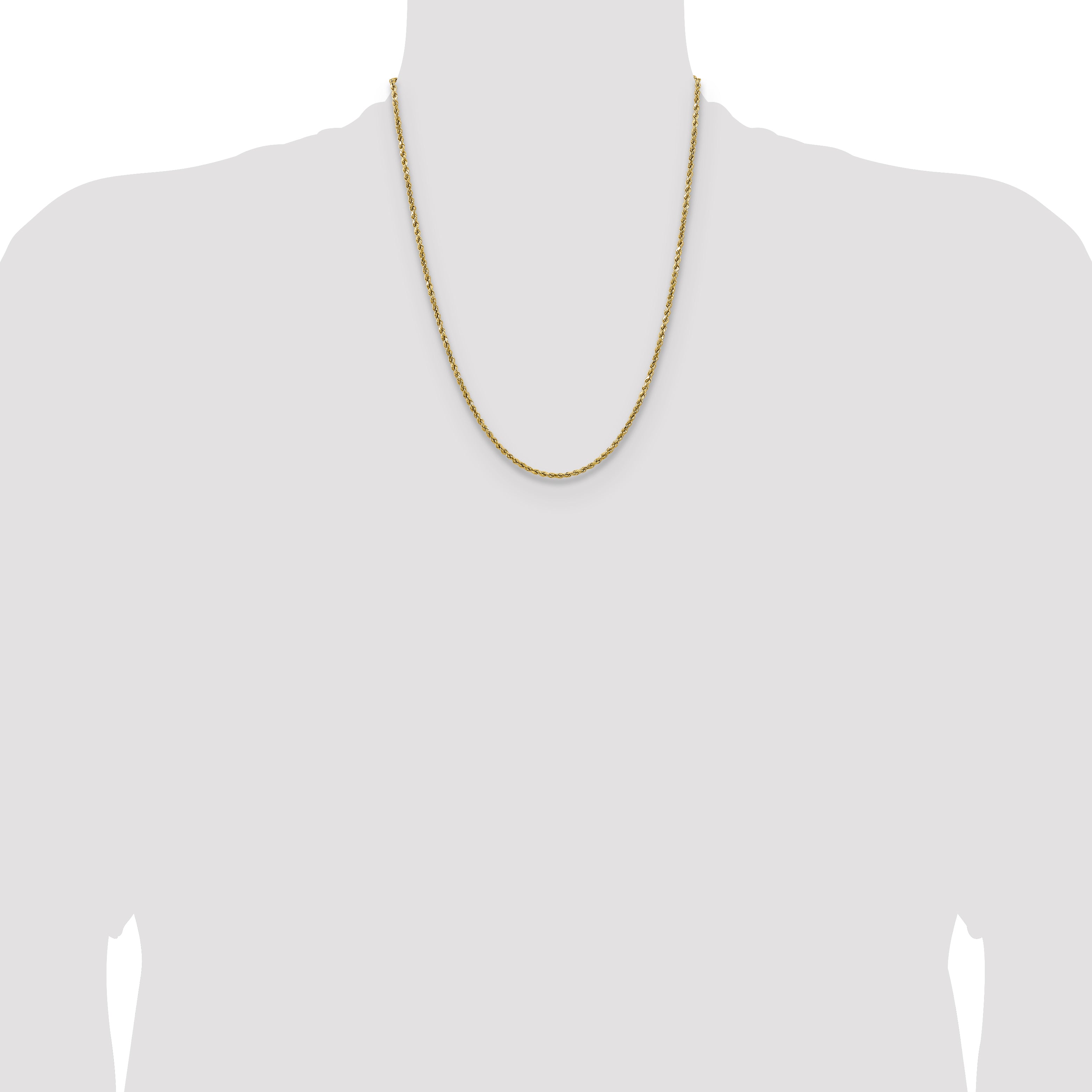 14k 2.5mm Semi-solid D/C Rope Chain