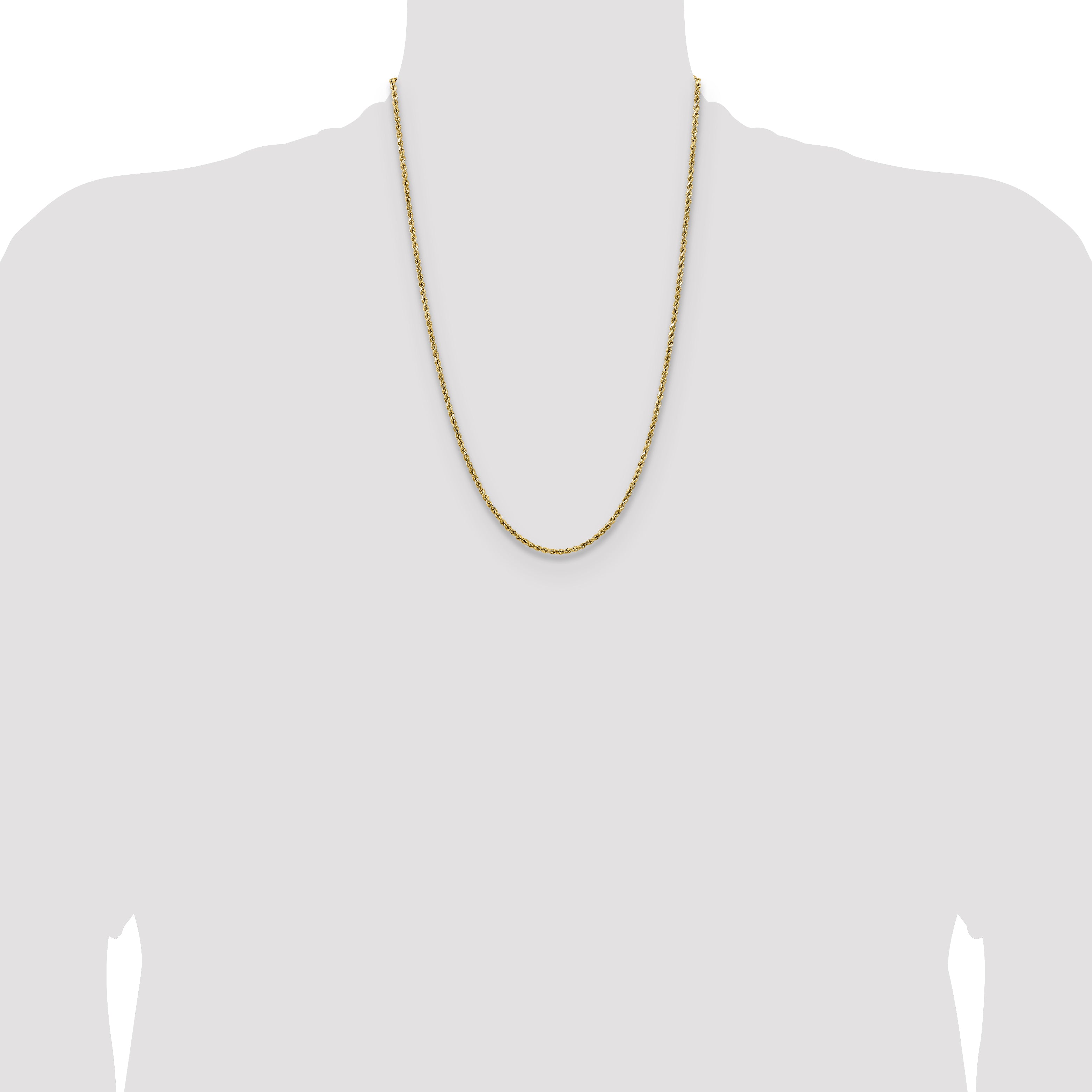 14k 2.5mm Semi-solid D/C Rope Chain