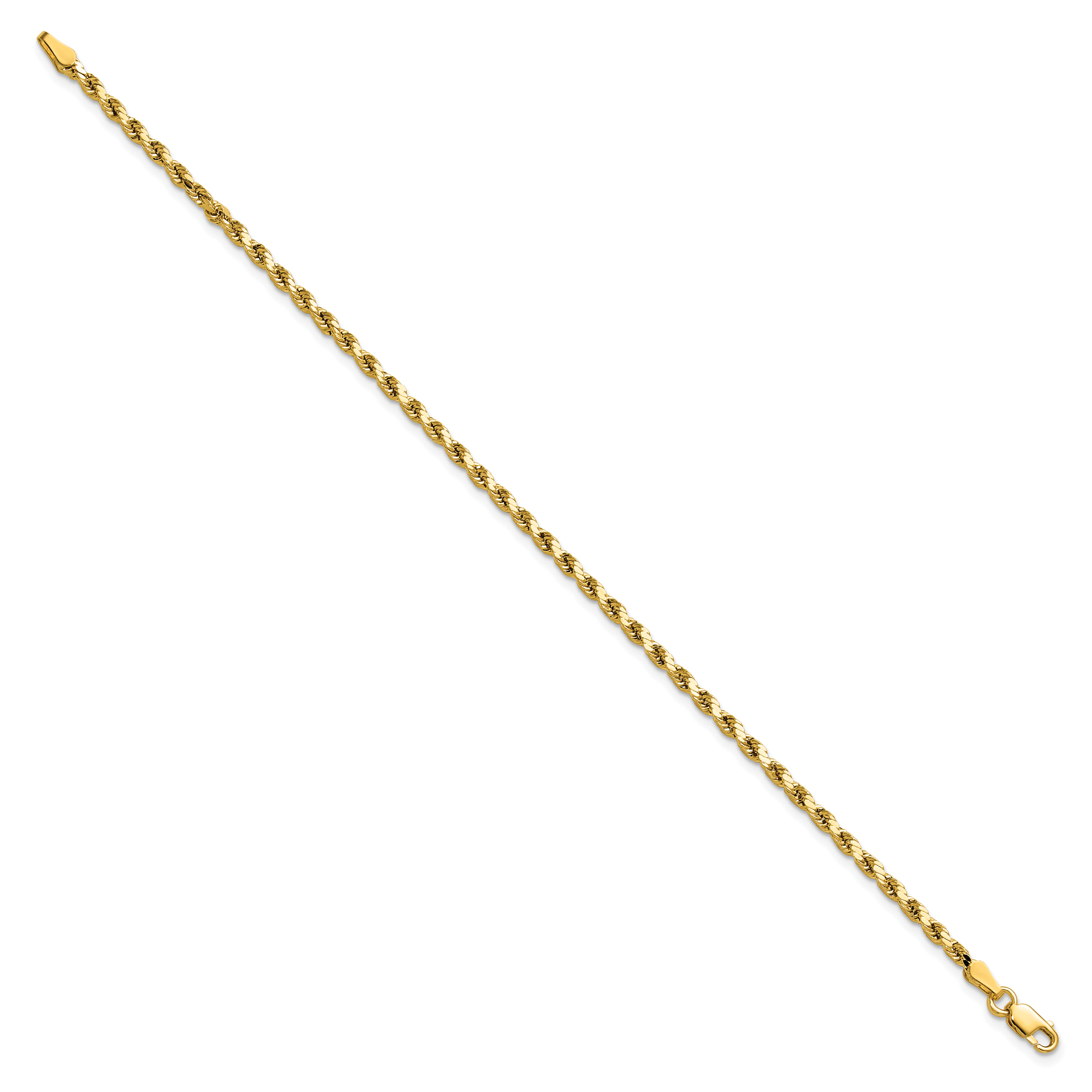 14k 2.5mm Semi-solid D/C Rope Chain