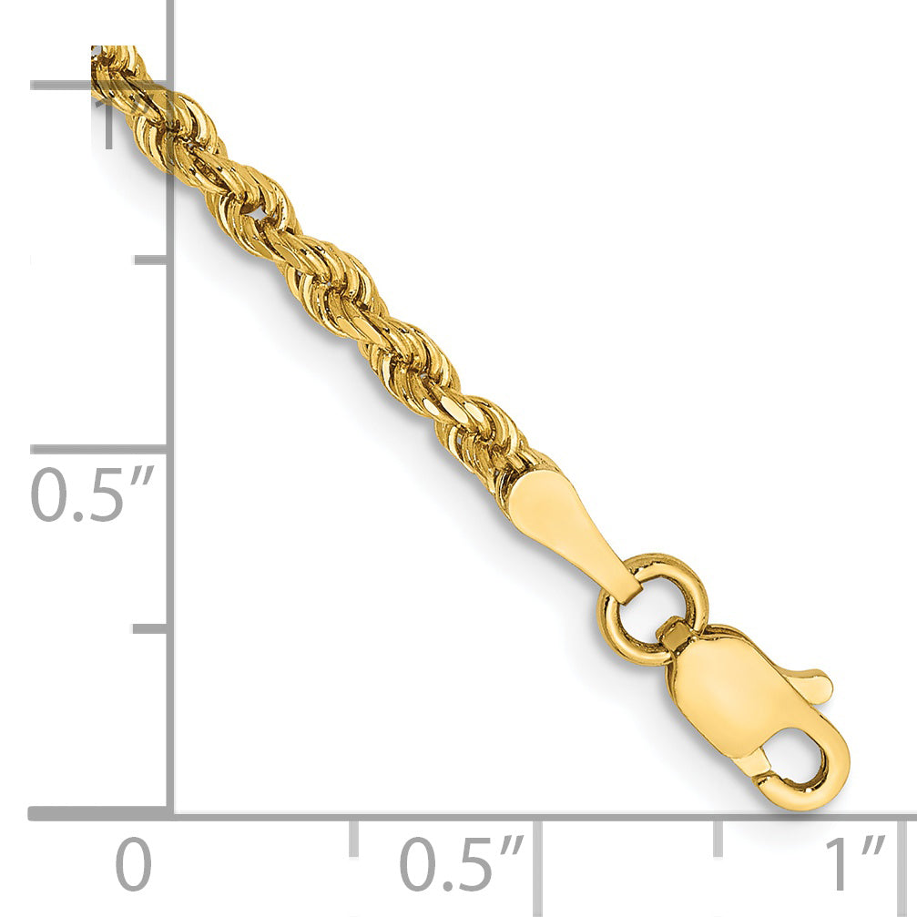 14k 2.5mm Semi-solid D/C Rope Chain