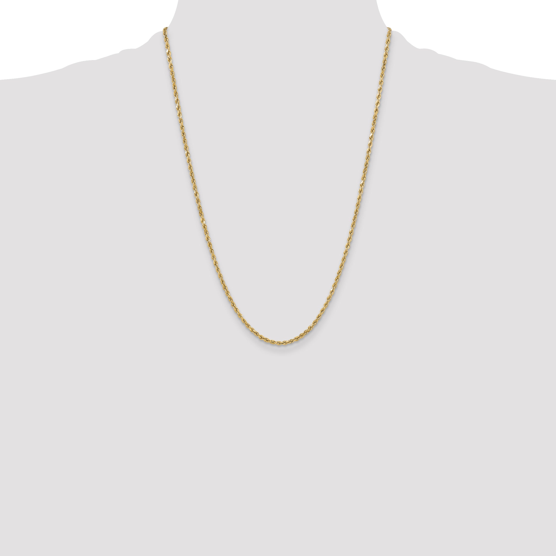 14k 3.0mm Semi-solid D/C Rope Chain