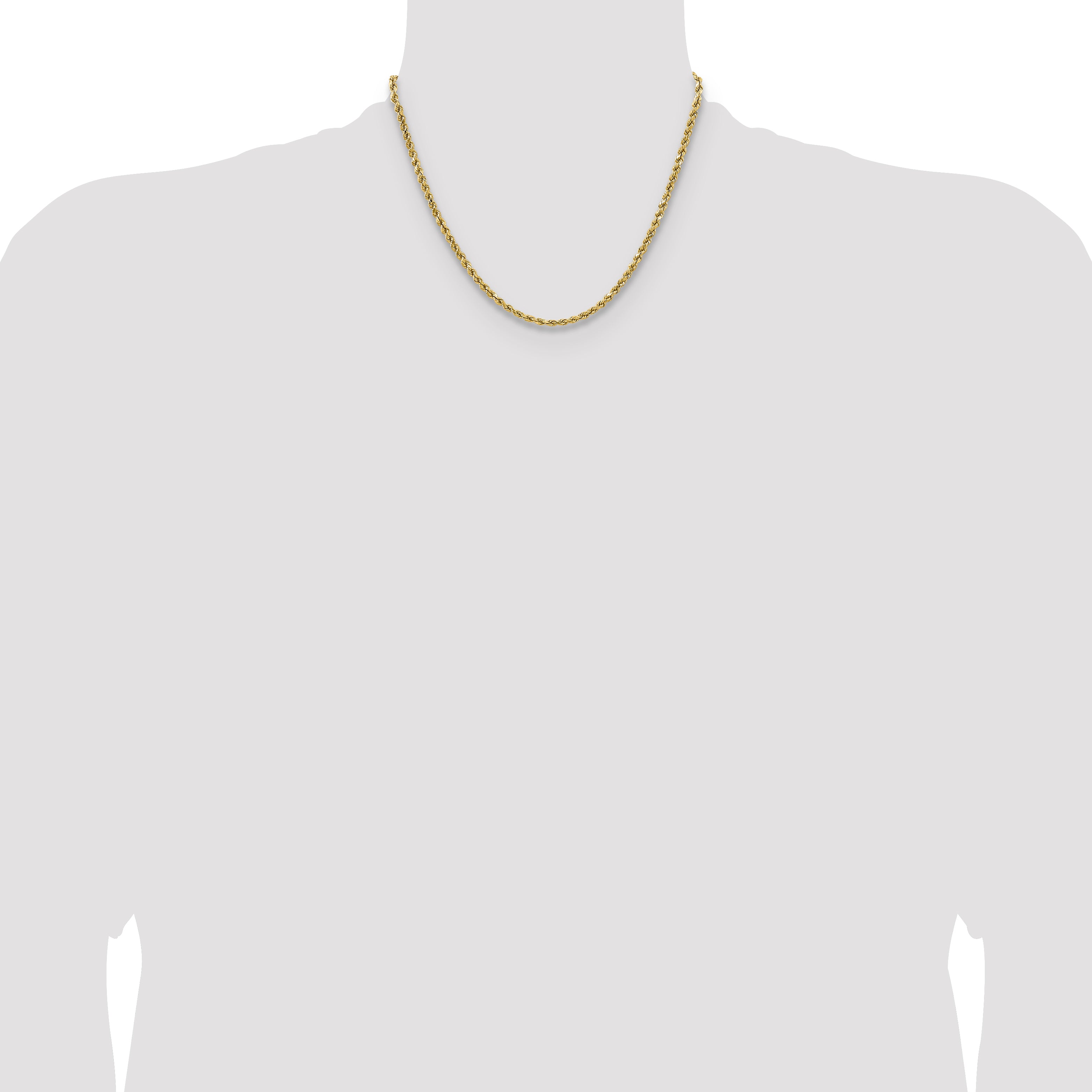14k 3.5mm Semi-solid D/C Rope Chain