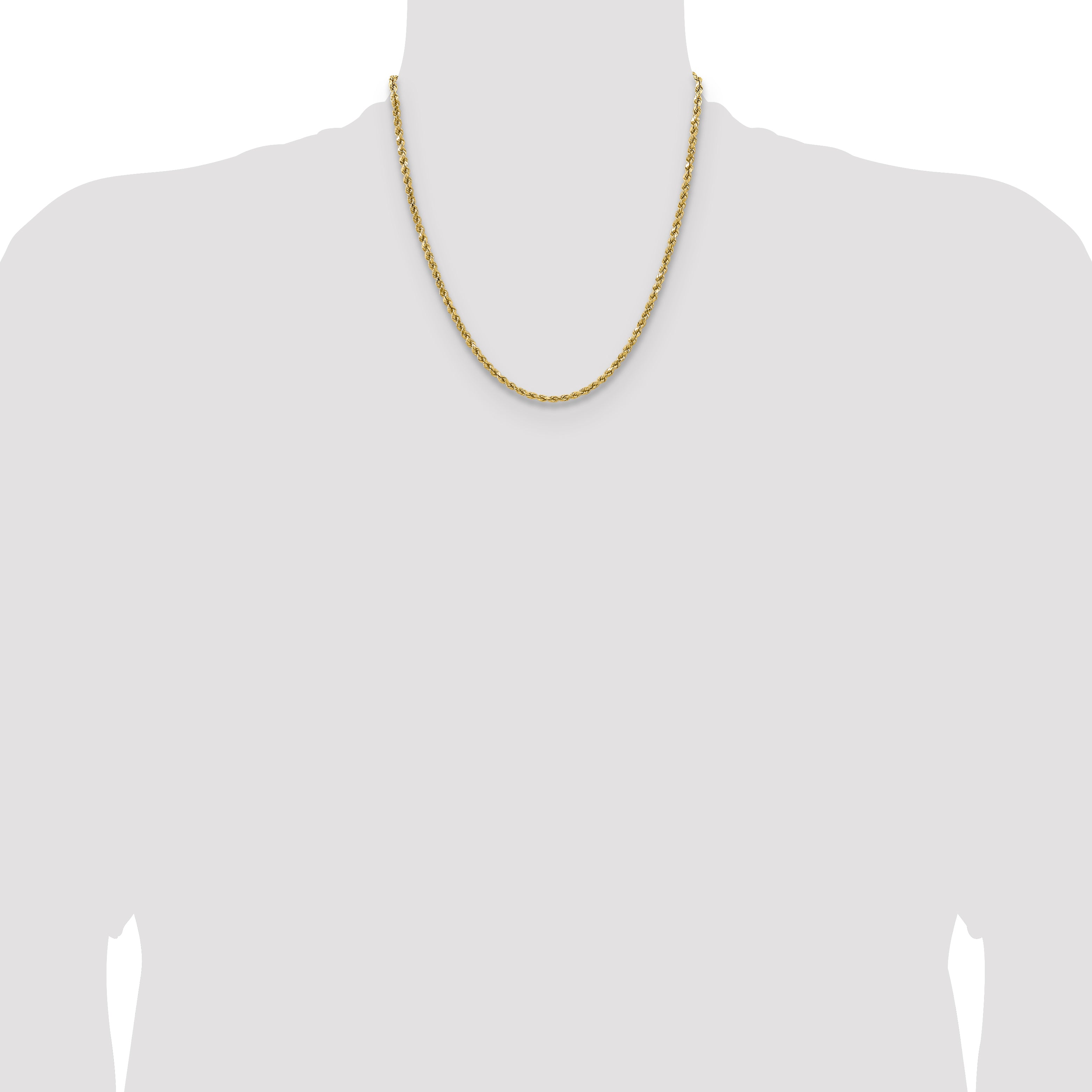 14k 3.5mm Semi-solid D/C Rope Chain
