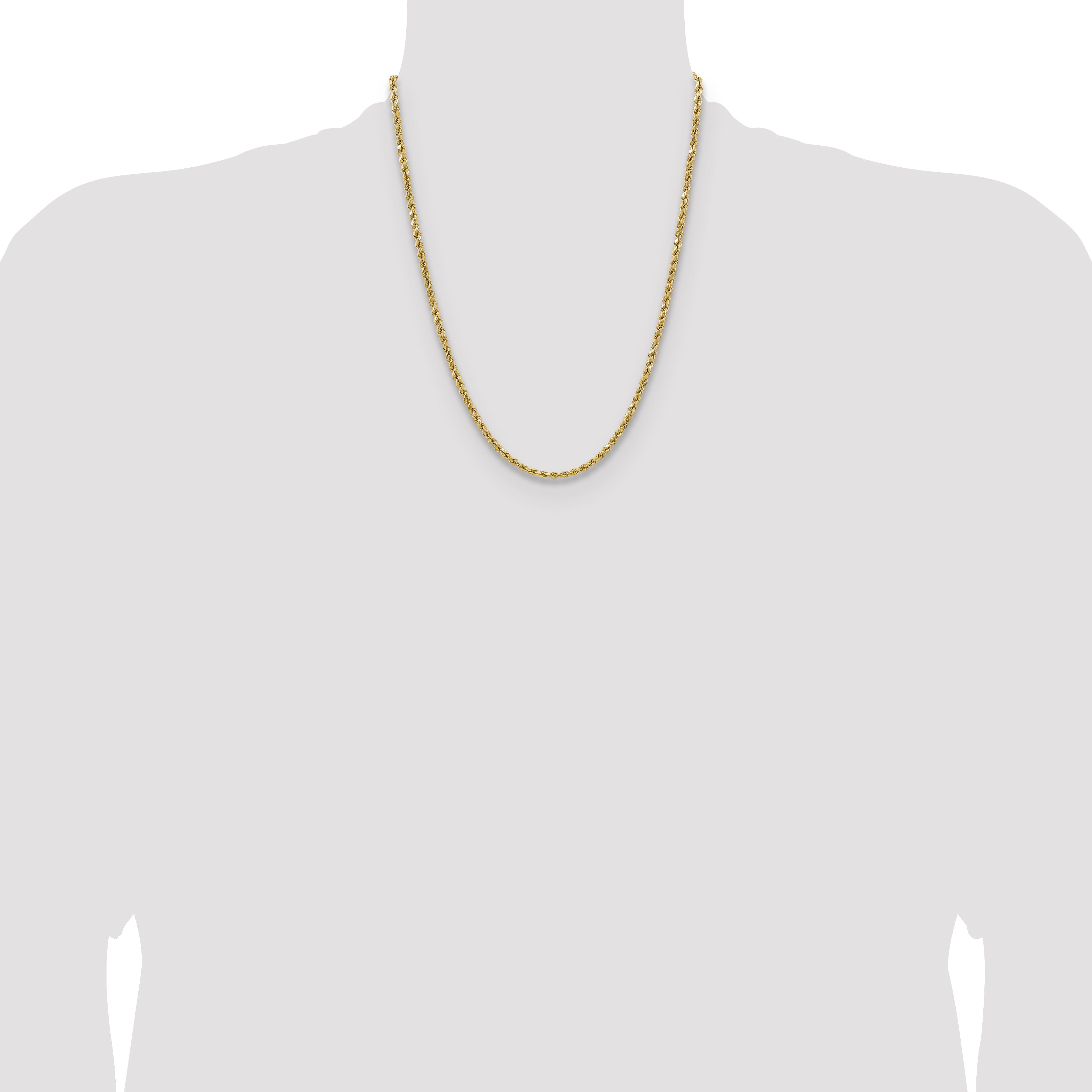 14k 3.5mm Semi-solid D/C Rope Chain
