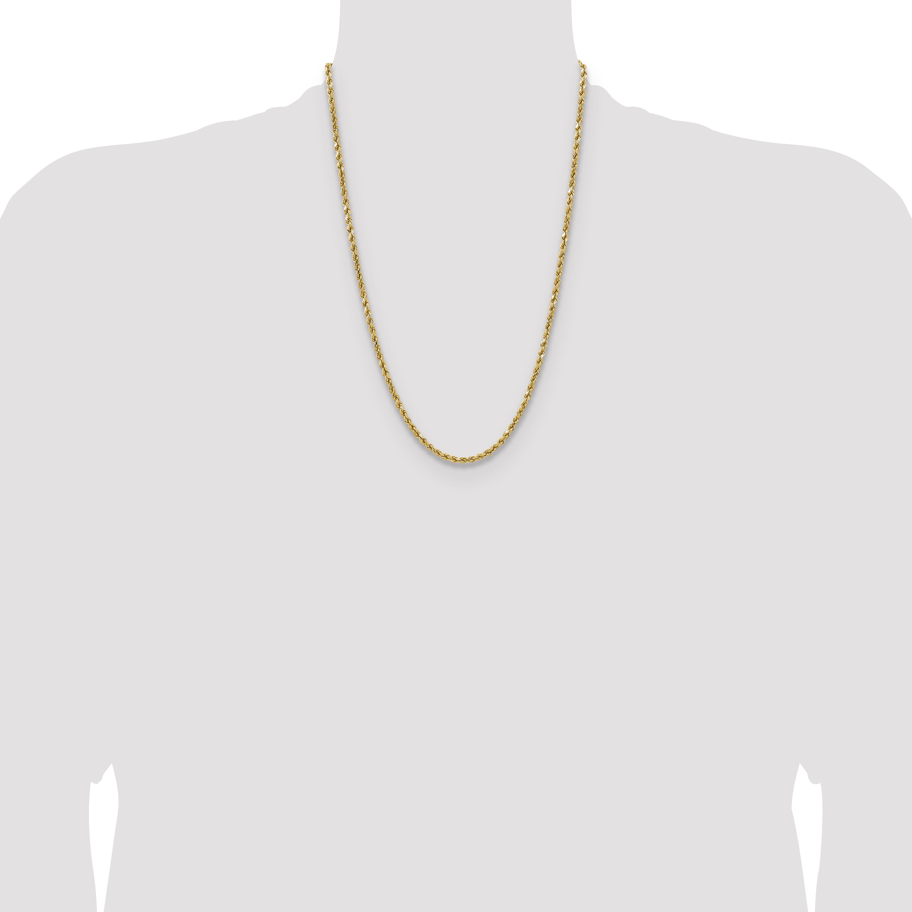 14k 3.5mm Semi-solid D/C Rope Chain