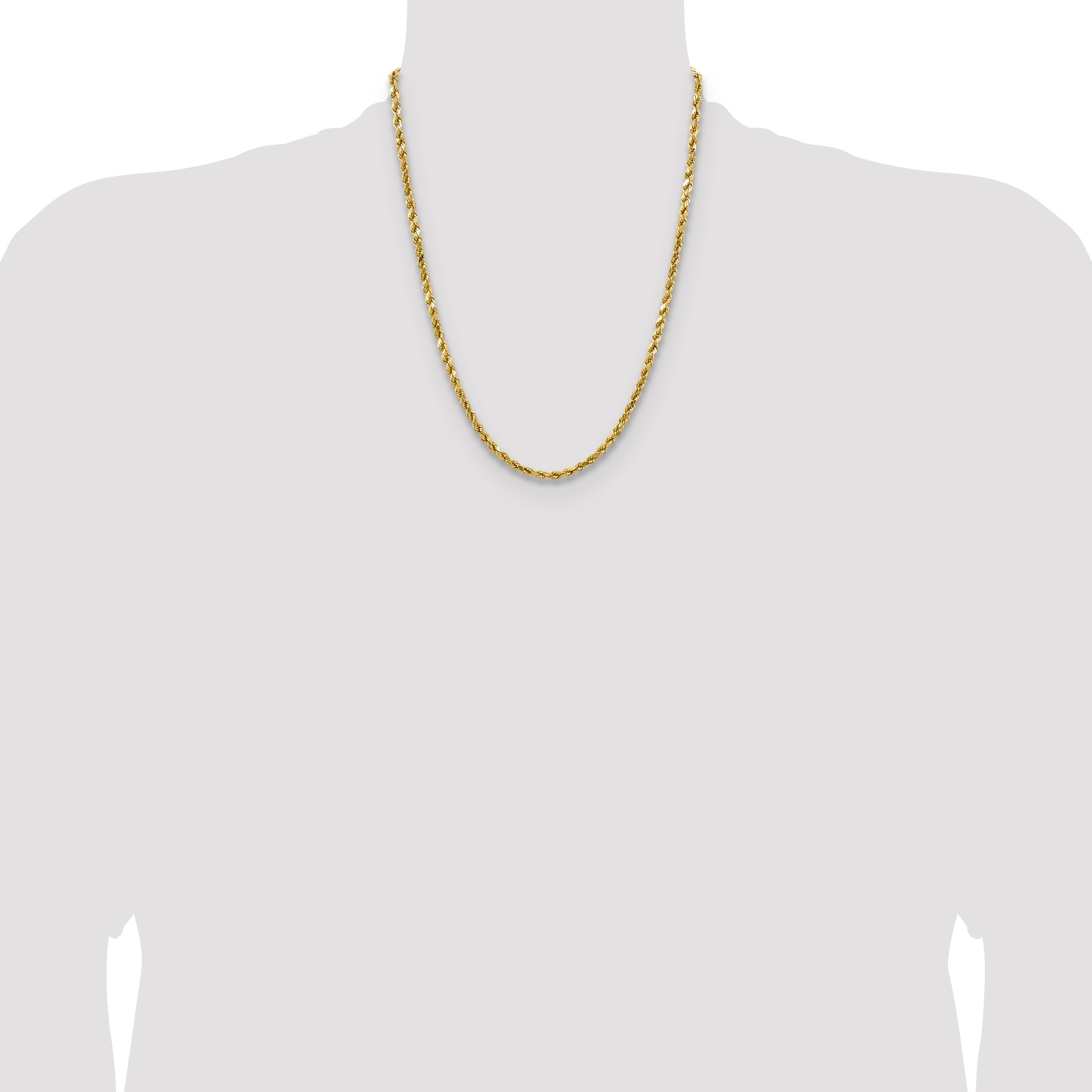 14k 4.0mm Semi-solid D/C Rope Chain