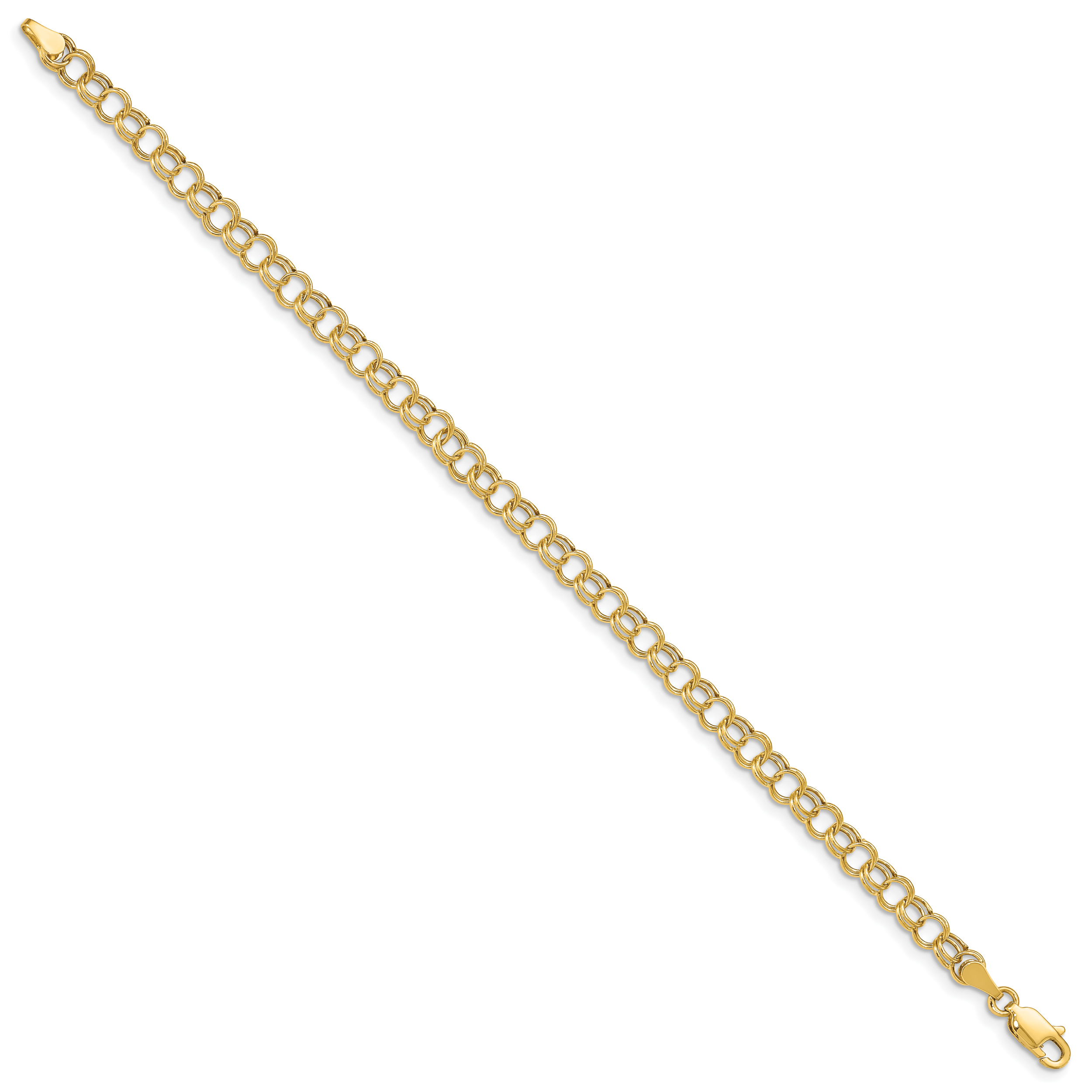 14k Hollow Double Link Charm Bracelet