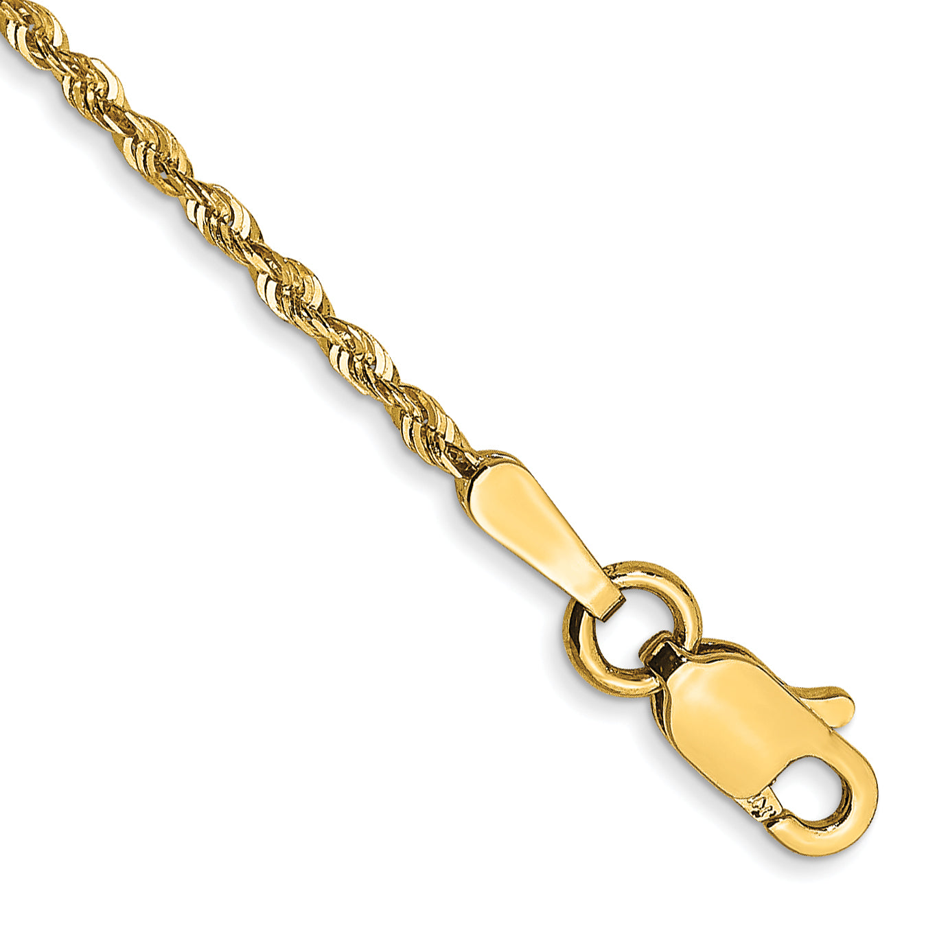 14k 1.5mm Ultra D/C Lightweight Rope Chain Anklet