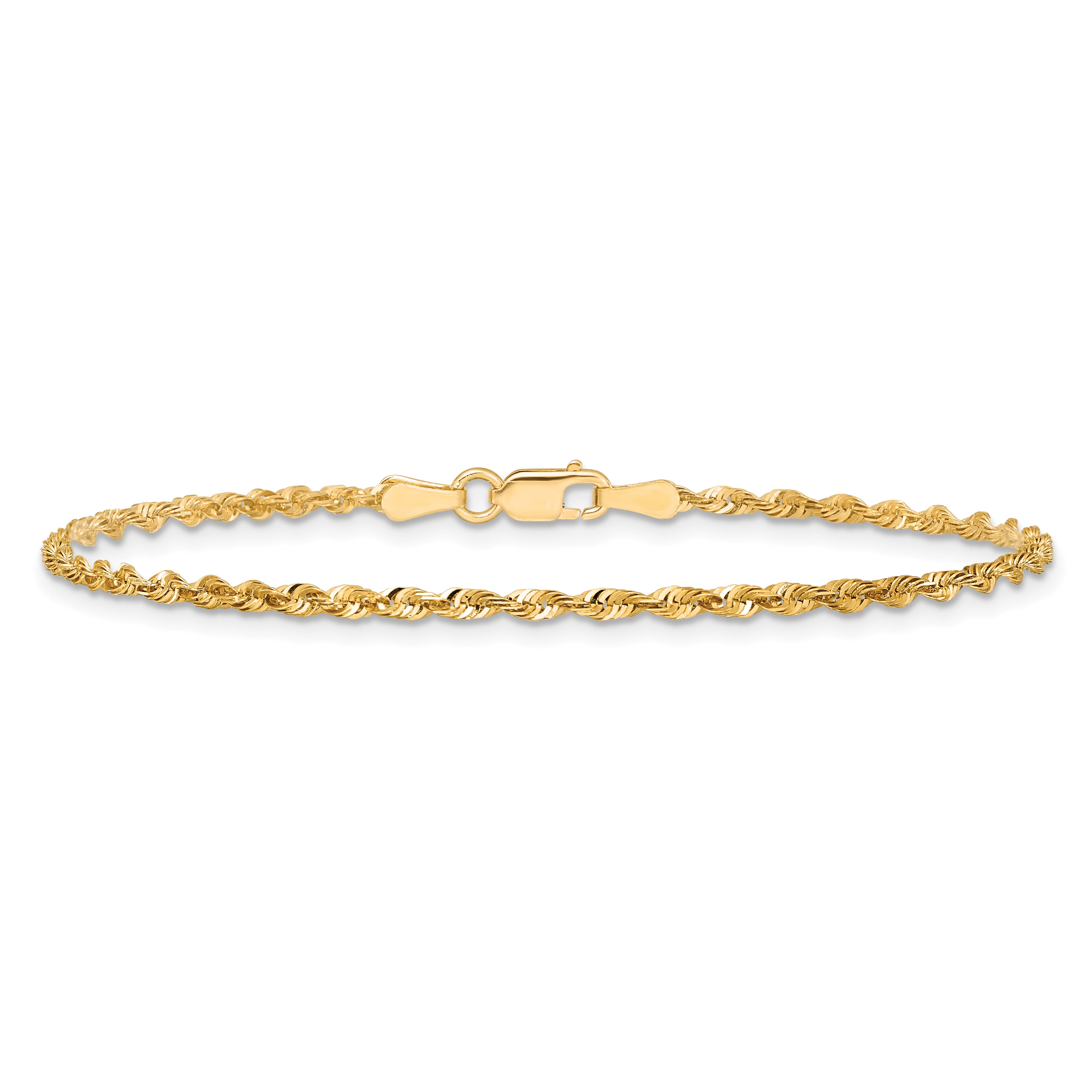 14k 2.0mm Ultra D/C Lightweight Rope Chain Anklet