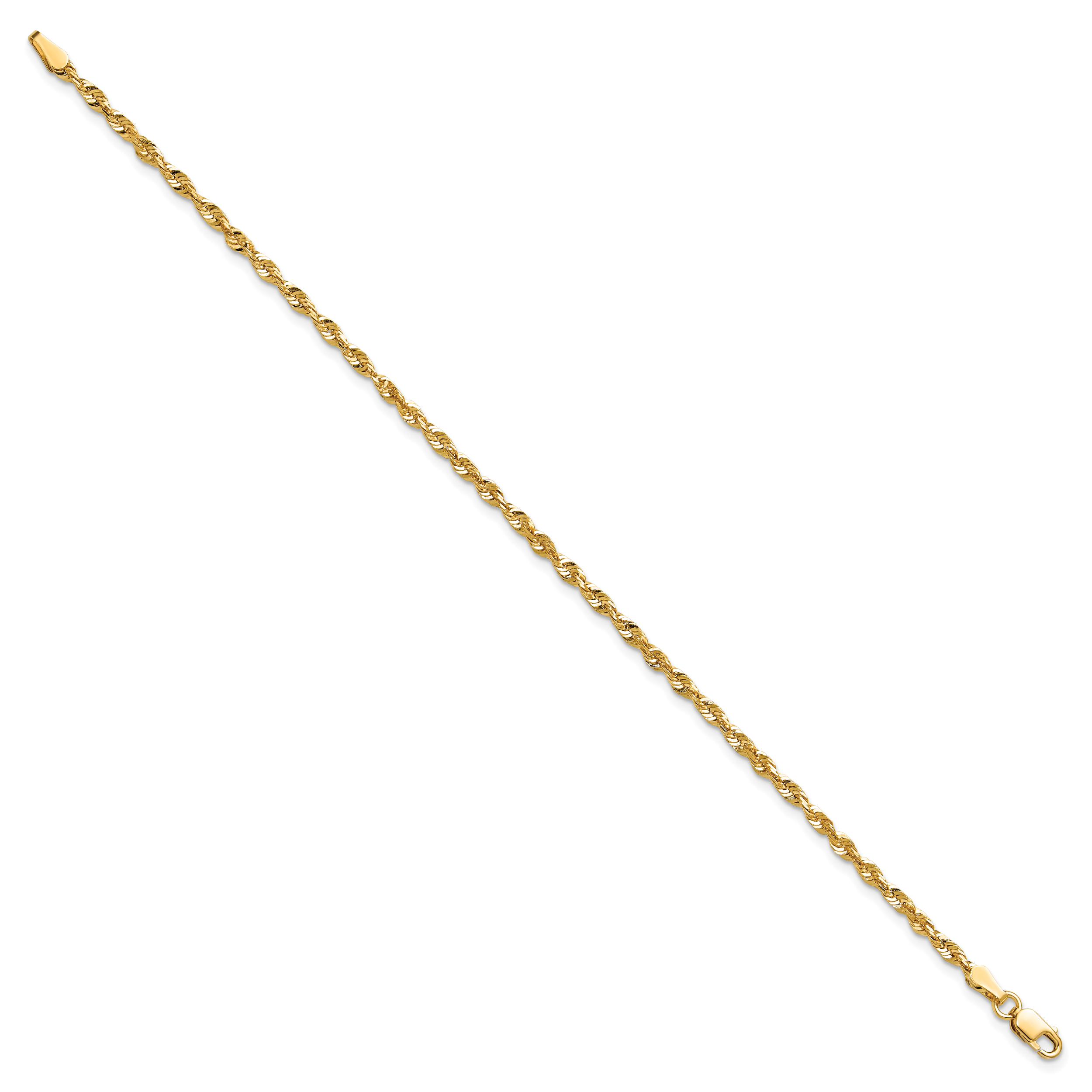 14k 2.5mm Ultra D/C Lightweight Rope Chain Anklet