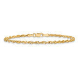14k 2.5mm Ultra D/C Lightweight Rope Chain Anklet