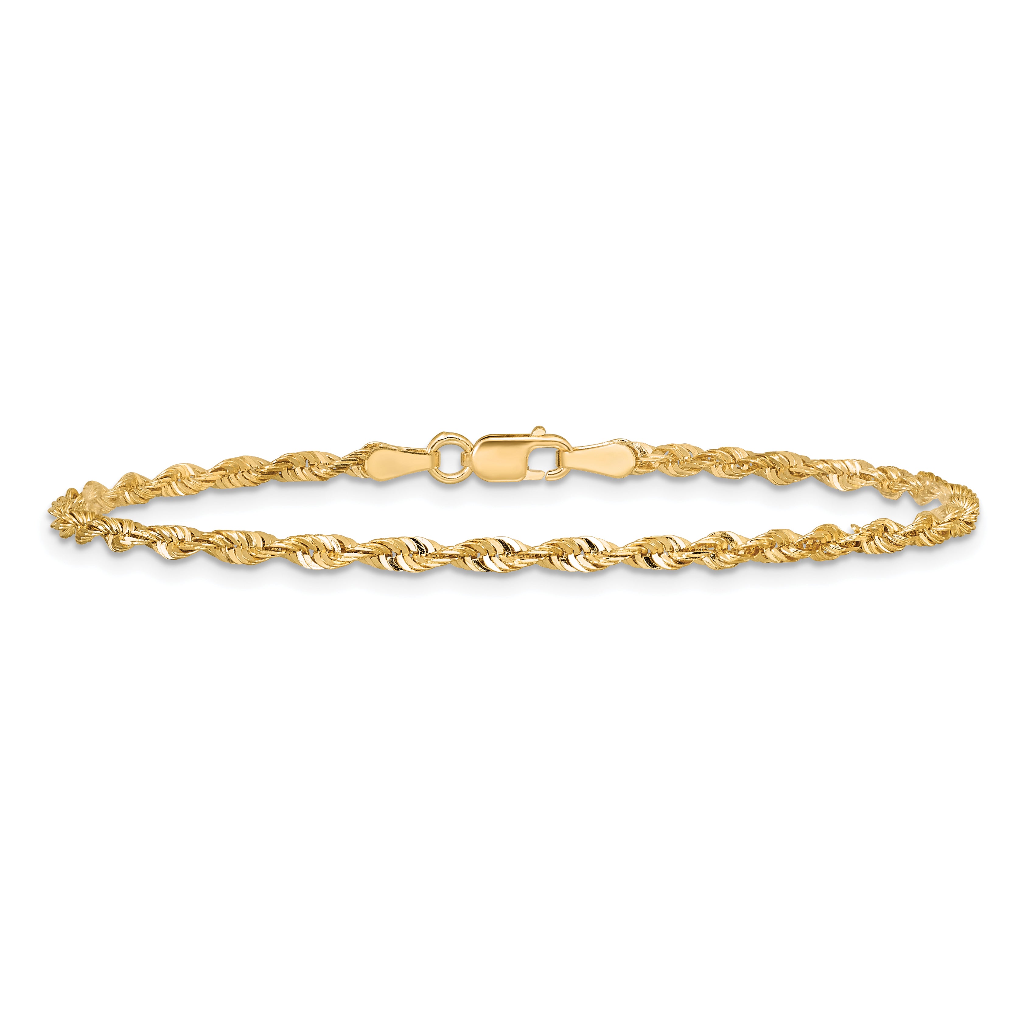 14k 2.5mm Ultra D/C Lightweight Rope Chain Anklet