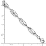 14k White Gold Filigree Diamond Cut 7.25 inch Bracelet