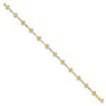 14K Two Tone D/C Heart Link Bracelet
