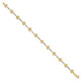 14K Two Tone D/C Heart Link Bracelet