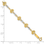 14K Two Tone D/C Heart Link Bracelet