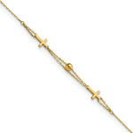 14K Polished Double Strand Cross 7.5in Bracelet