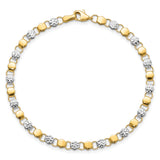 14K and White Rhodium D/C Fancy 7.5in Bracelet