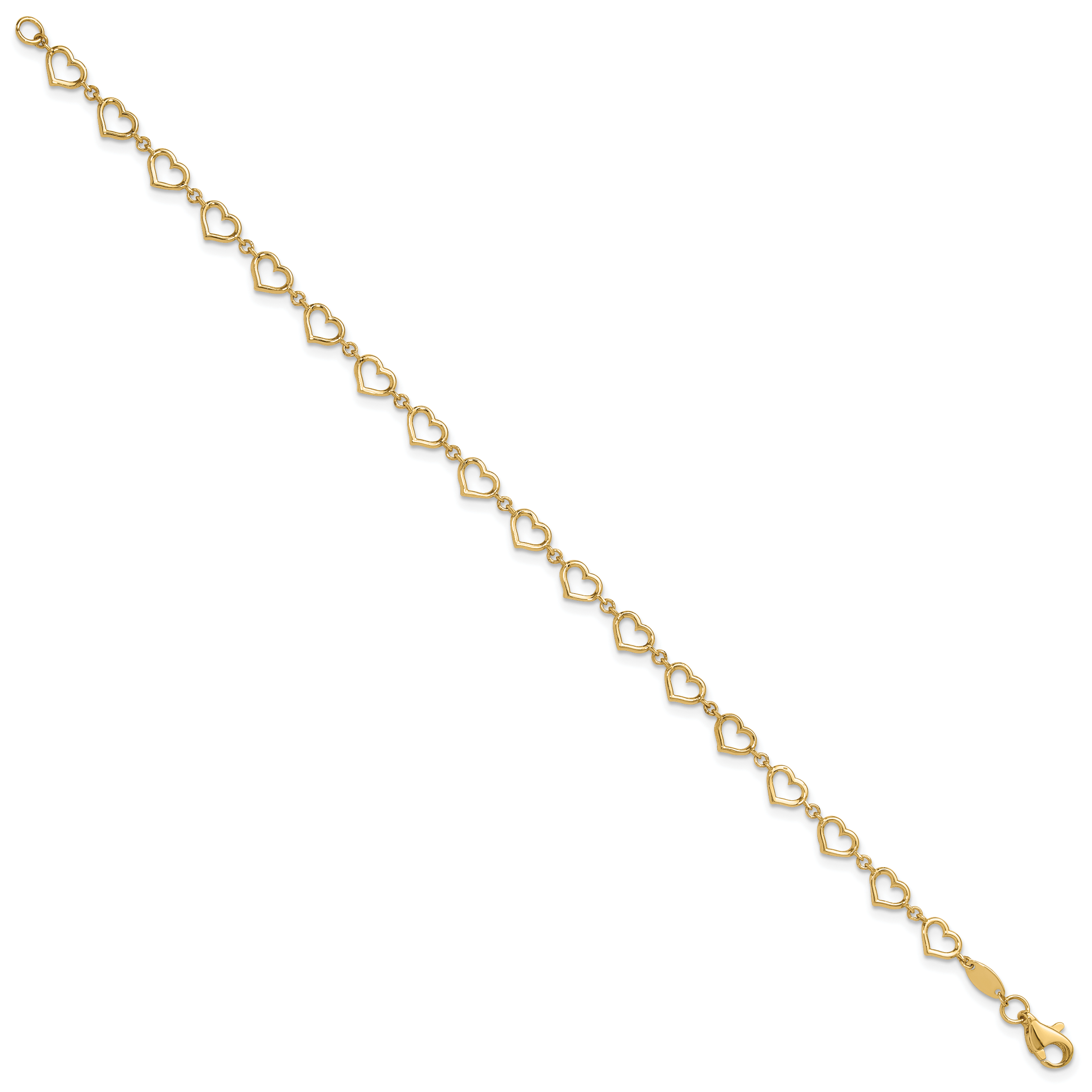 14K Polished Heart Link Bracelet