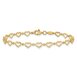 14K Polished Heart Link Bracelet
