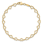 14K Polished Heart Link Bracelet