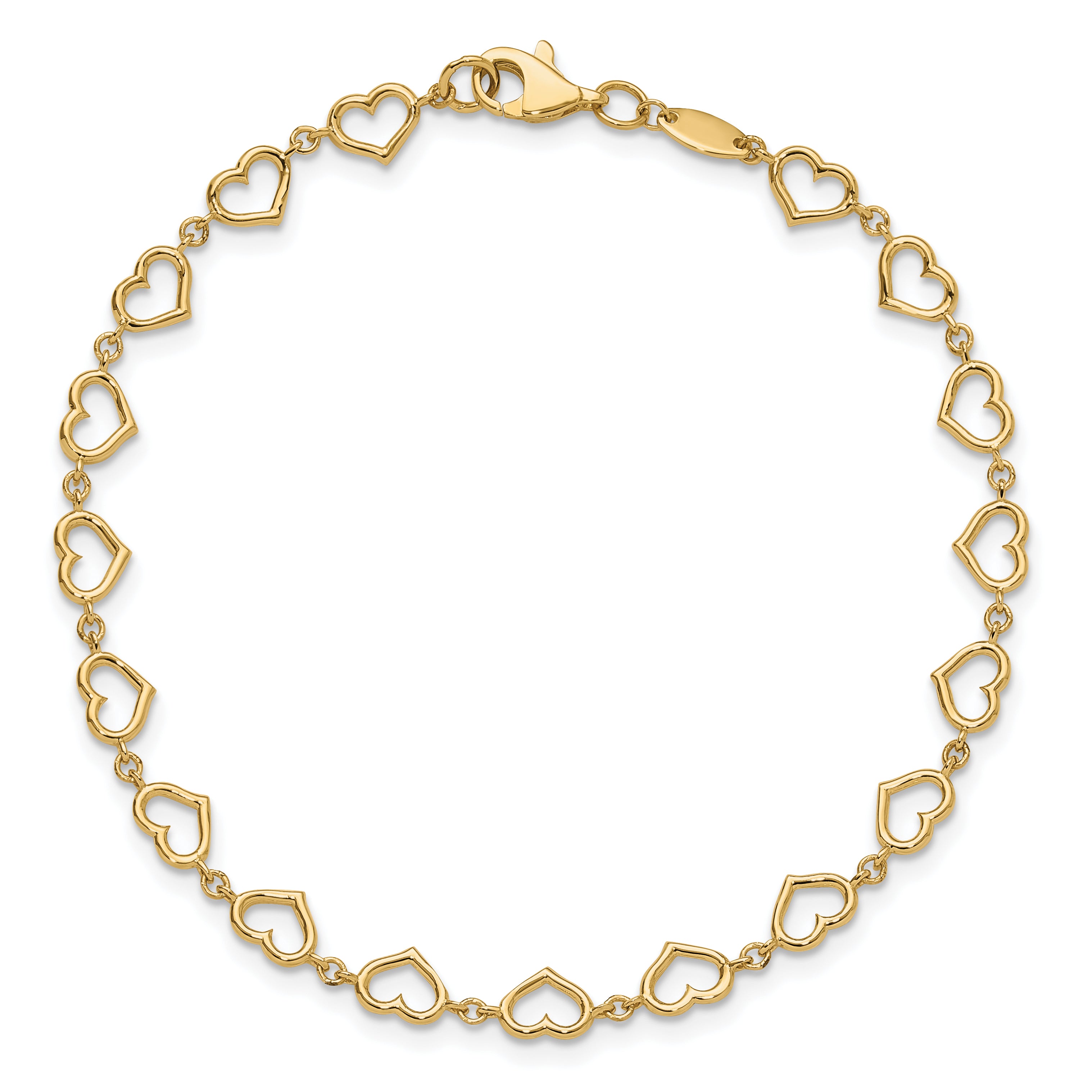 14K Polished Heart Link Bracelet