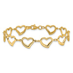 14K Polished Heart Link Bracelet