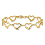 14K Polished Heart Link Bracelet