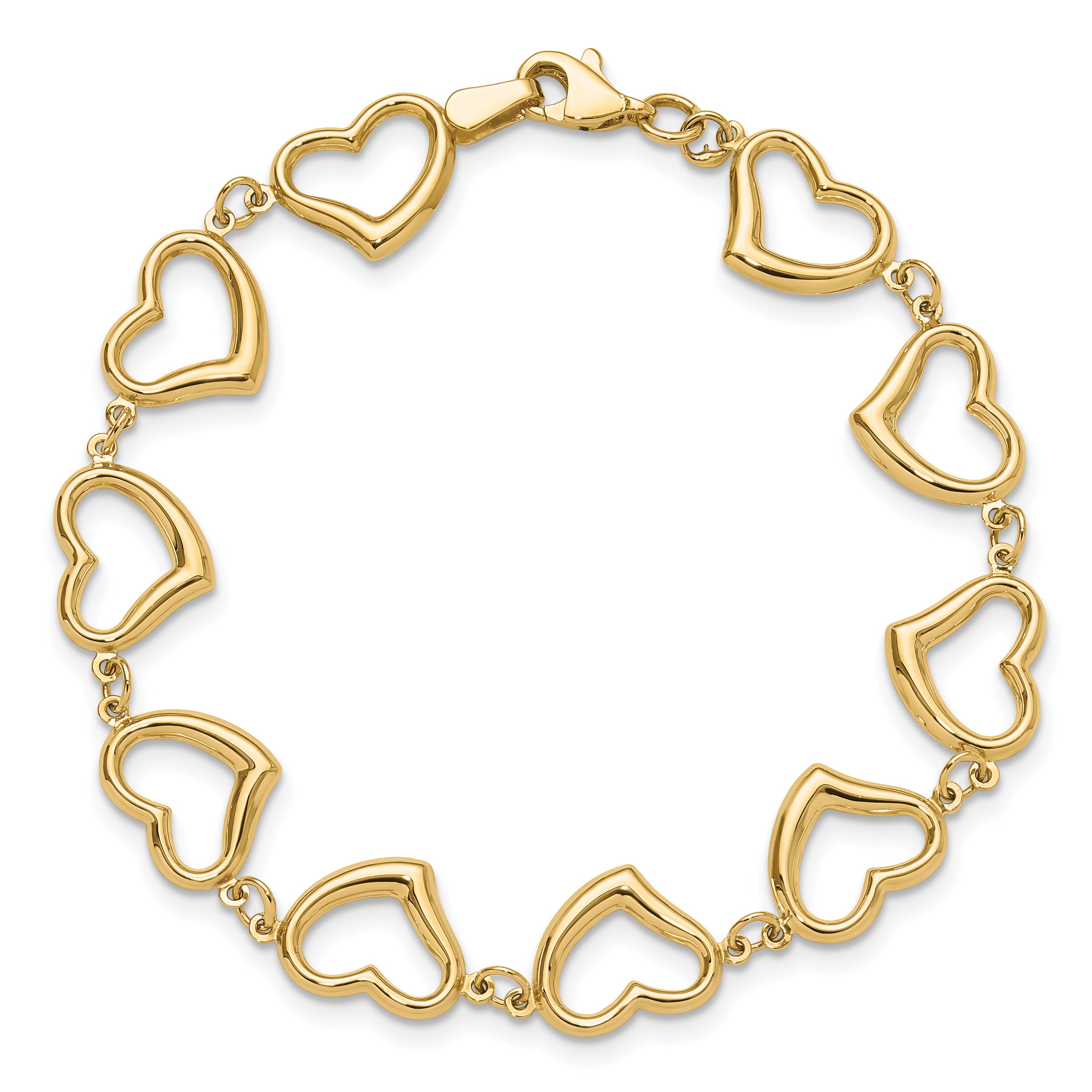 14K Polished Heart Link Bracelet