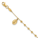 14K Polished and Diamond-cut Miraculous Medal and Cross Rosary Design Brace