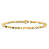 14K Polished and Diamond-cut Beaded Bracelet