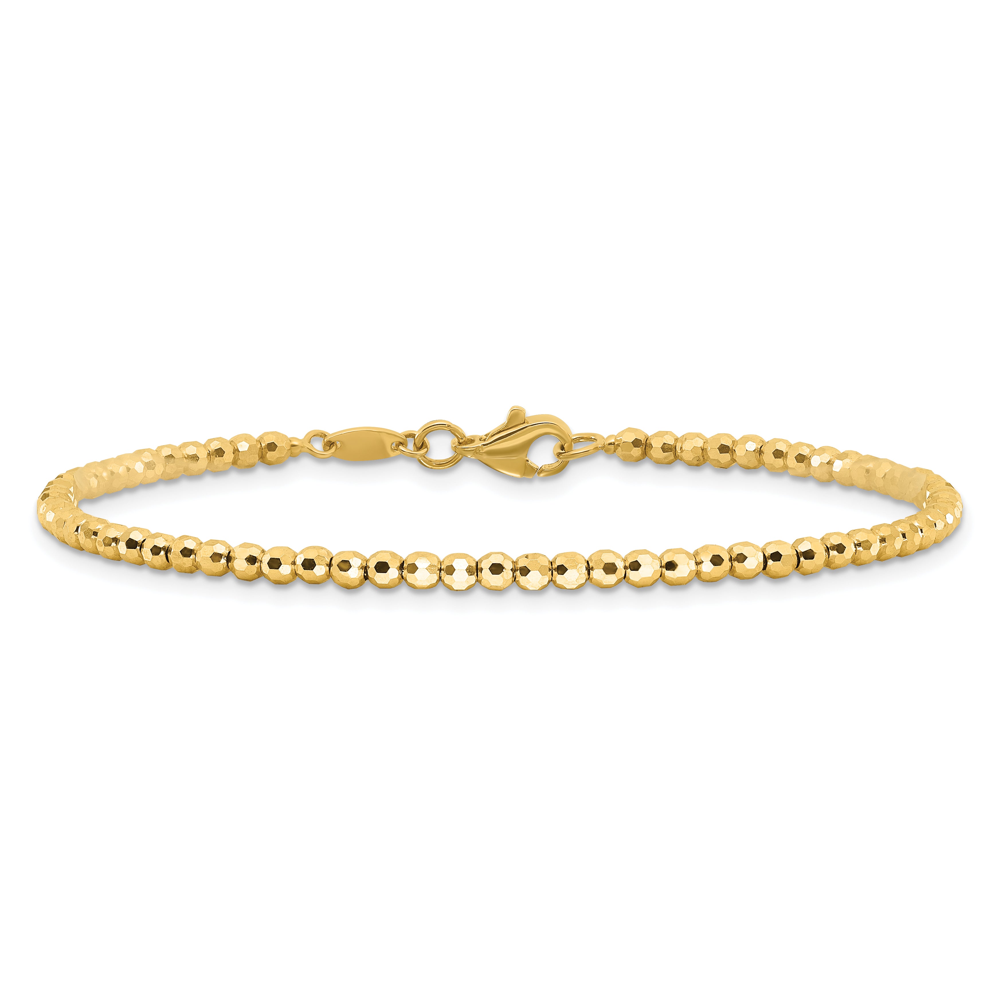 14K Polished and Diamond-cut Beaded Bracelet