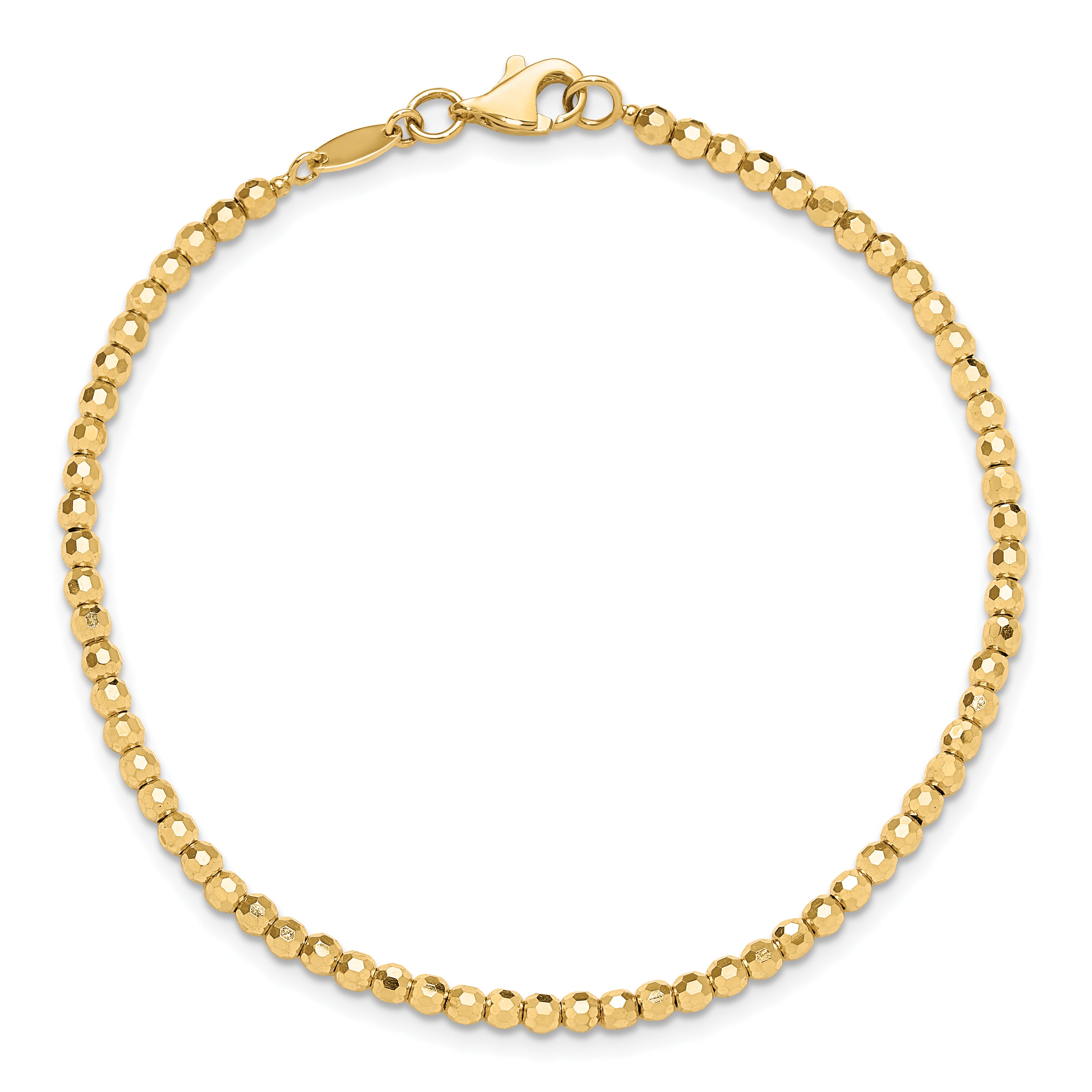 14K Polished and Diamond-cut Beaded Bracelet